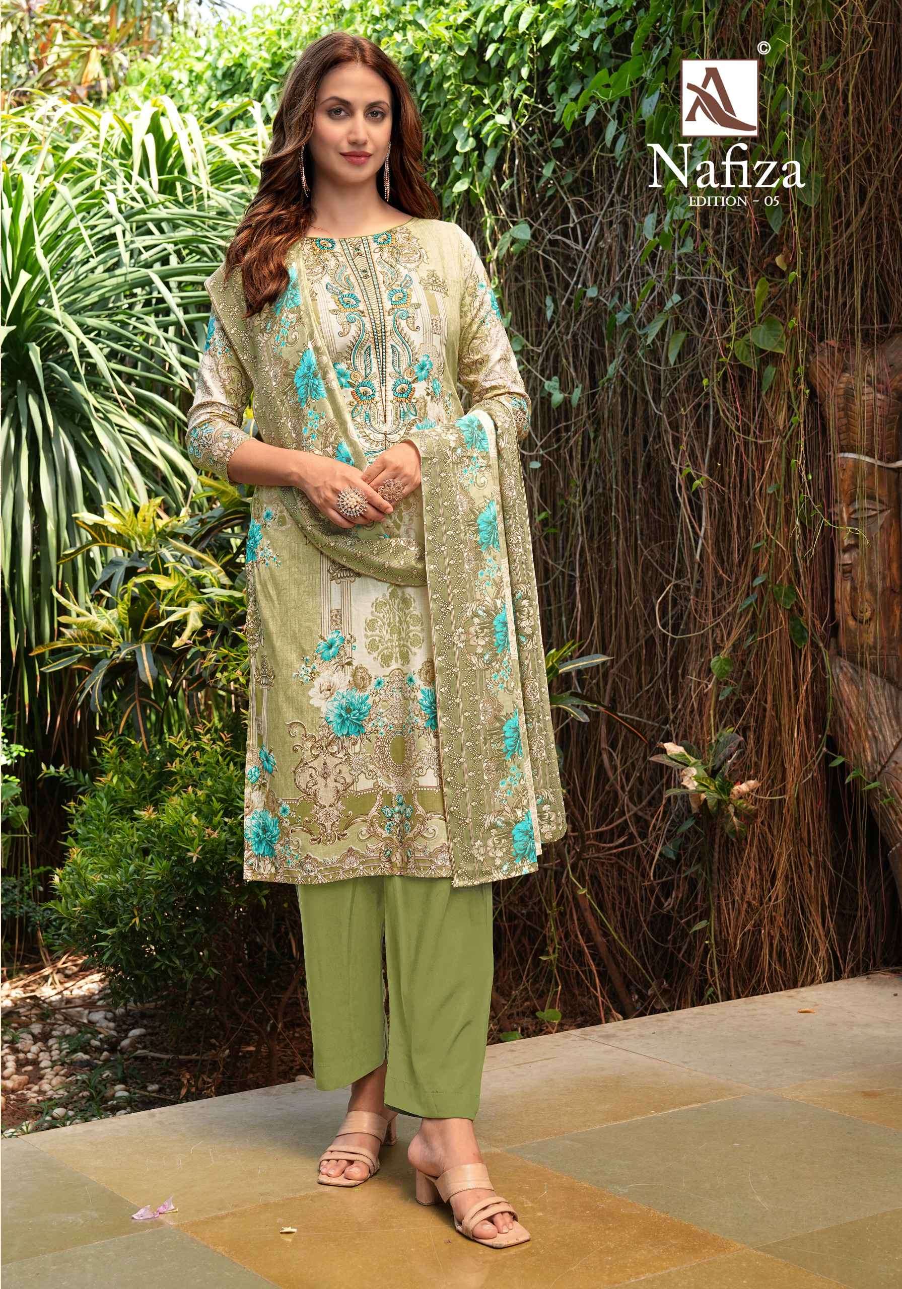 nafiza vol-5 by alok suits colors exclusive embroidered party wear salwar kameez online surat