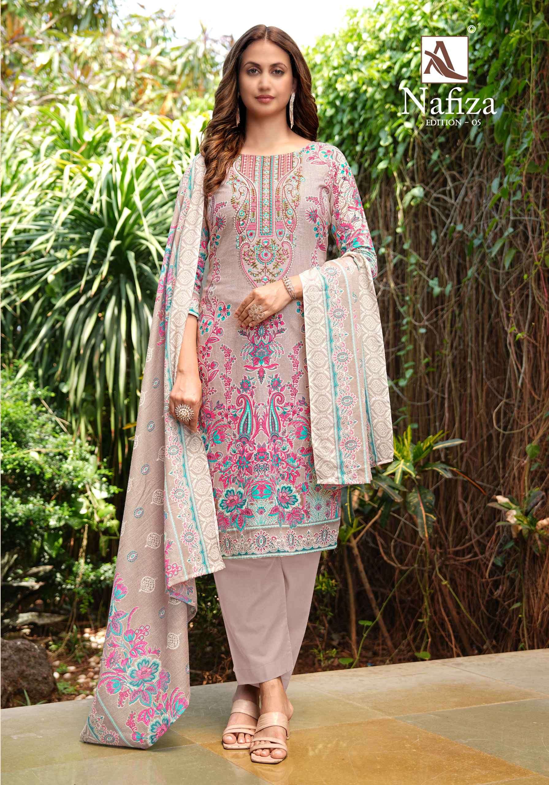 nafiza vol-5 by alok suits colors exclusive embroidered party wear salwar kameez online surat
