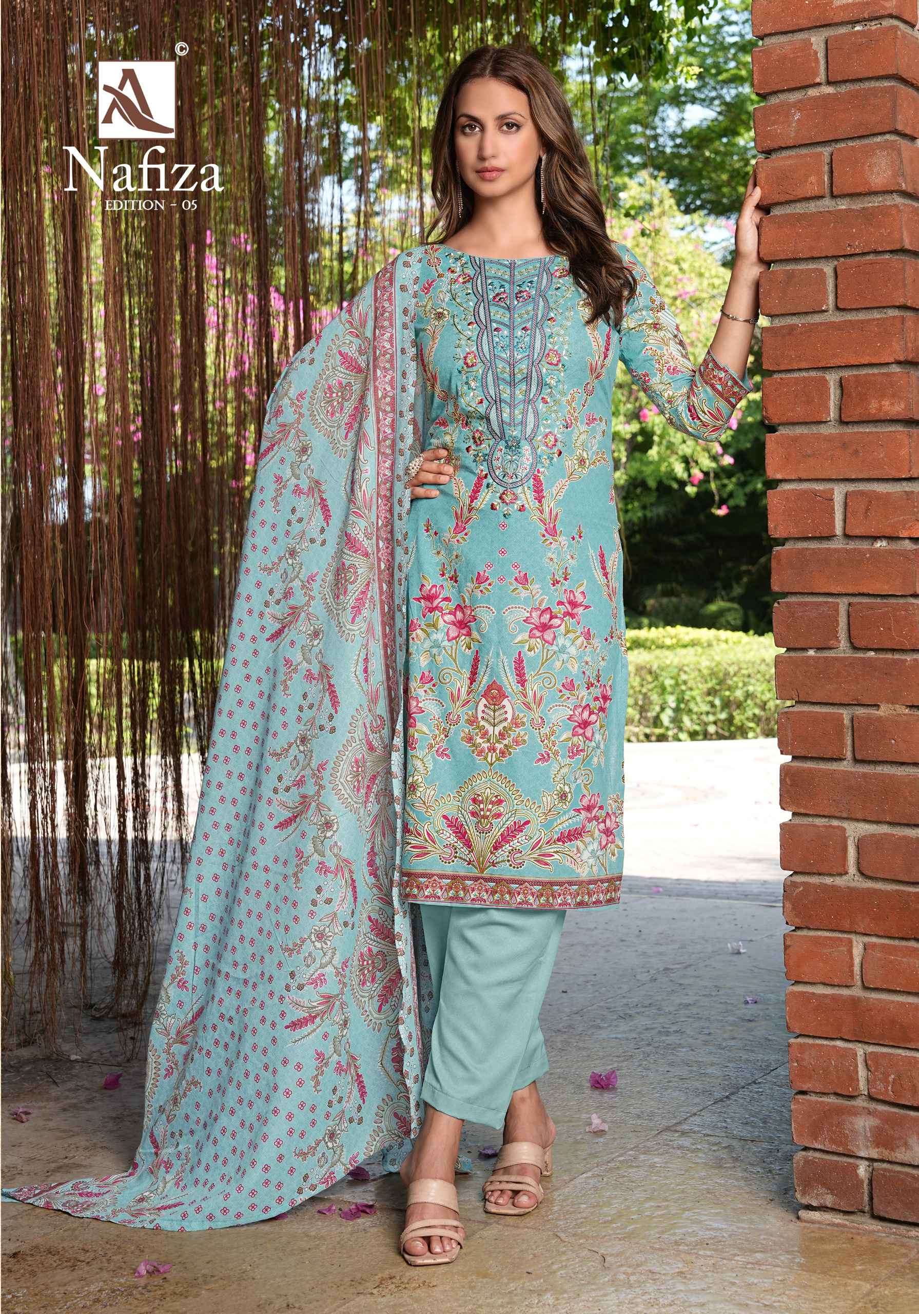 nafiza vol-5 by alok suits colors exclusive embroidered party wear salwar kameez online surat