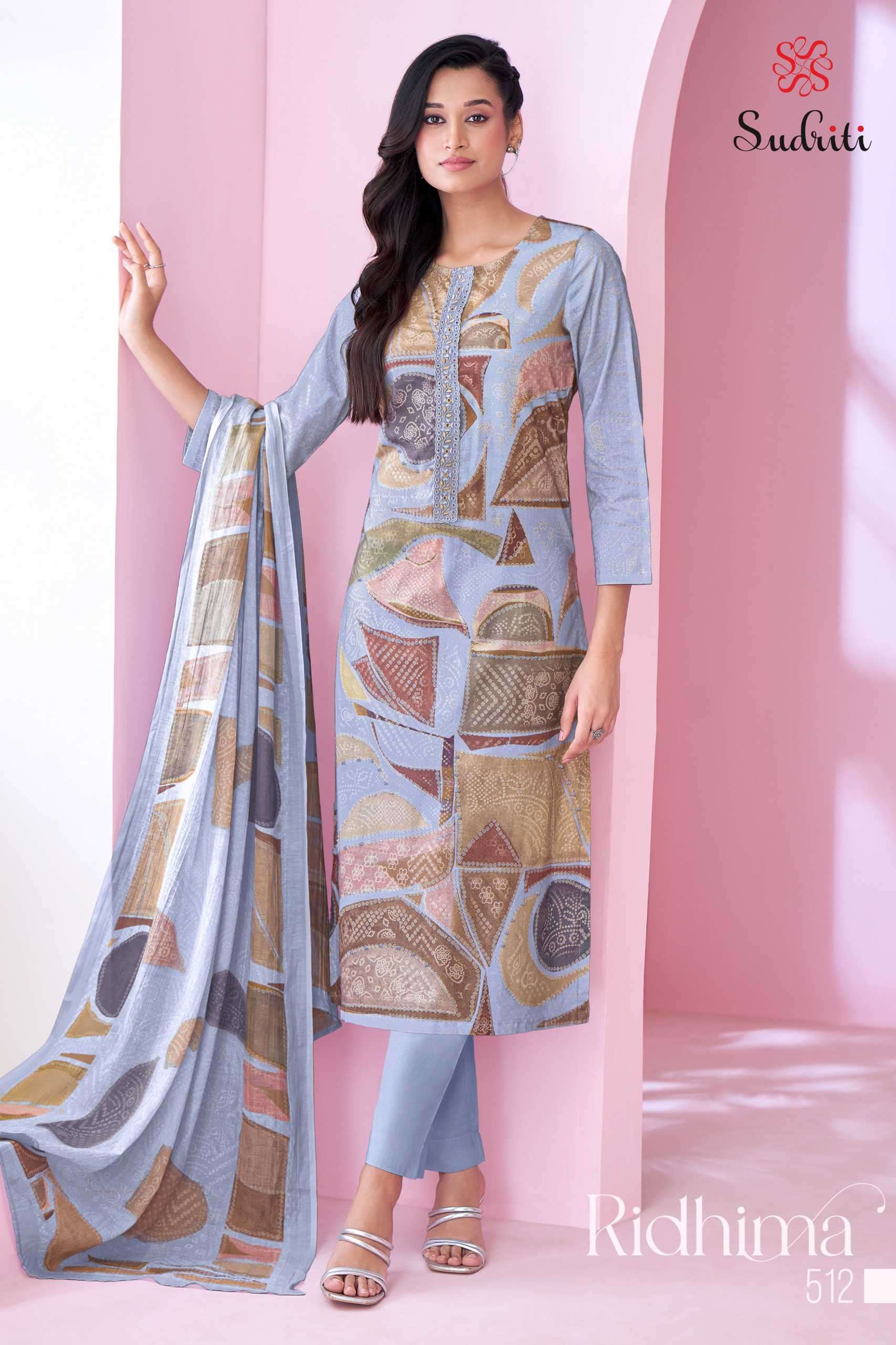 ridhima by sudriti colors exclusive latest designer embroidered cotton salwar suit supplier surat