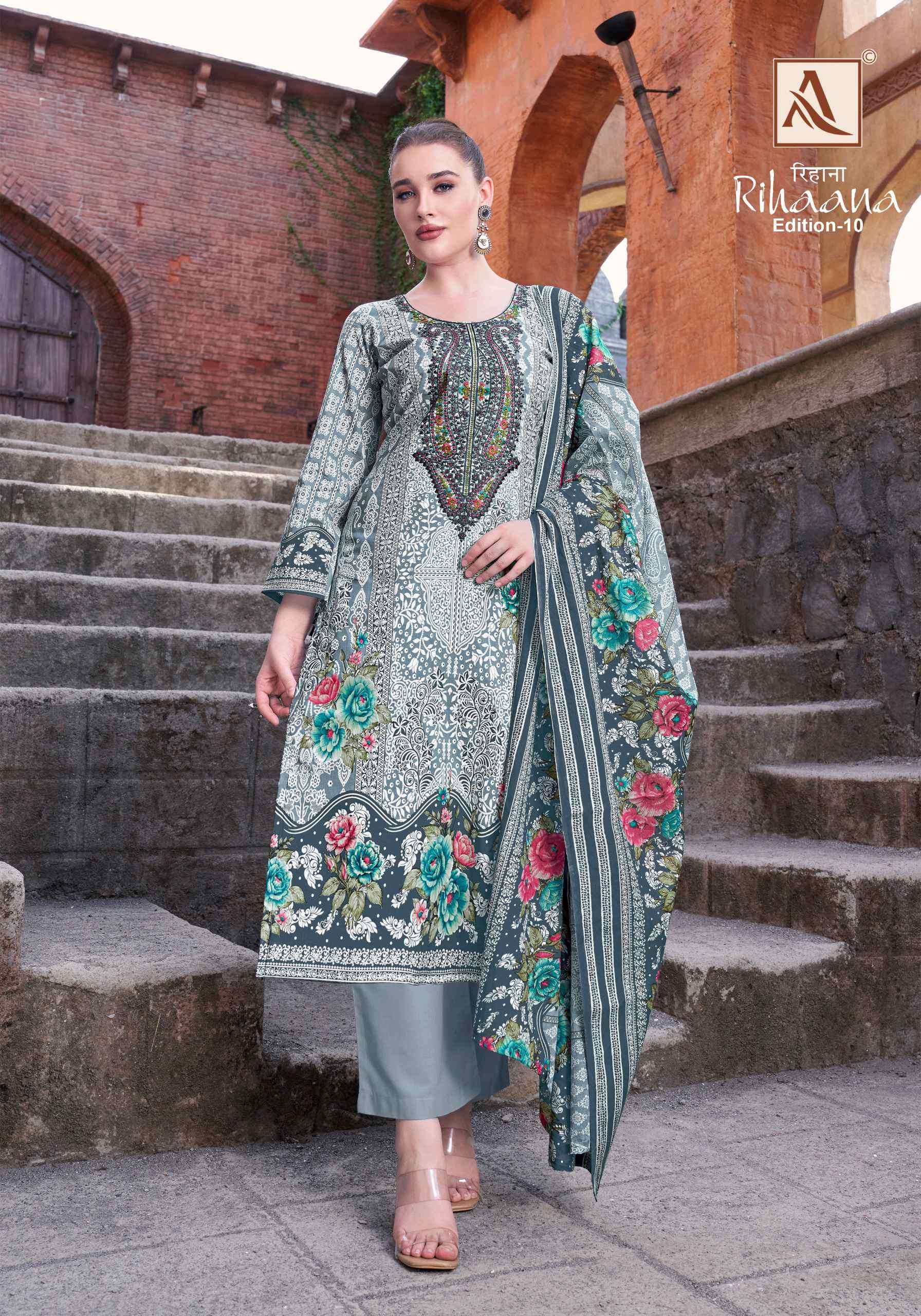 rihaana vol 10 by alok suits  colors exclusive embroidered designer stylish party wear salwar kameez online surat