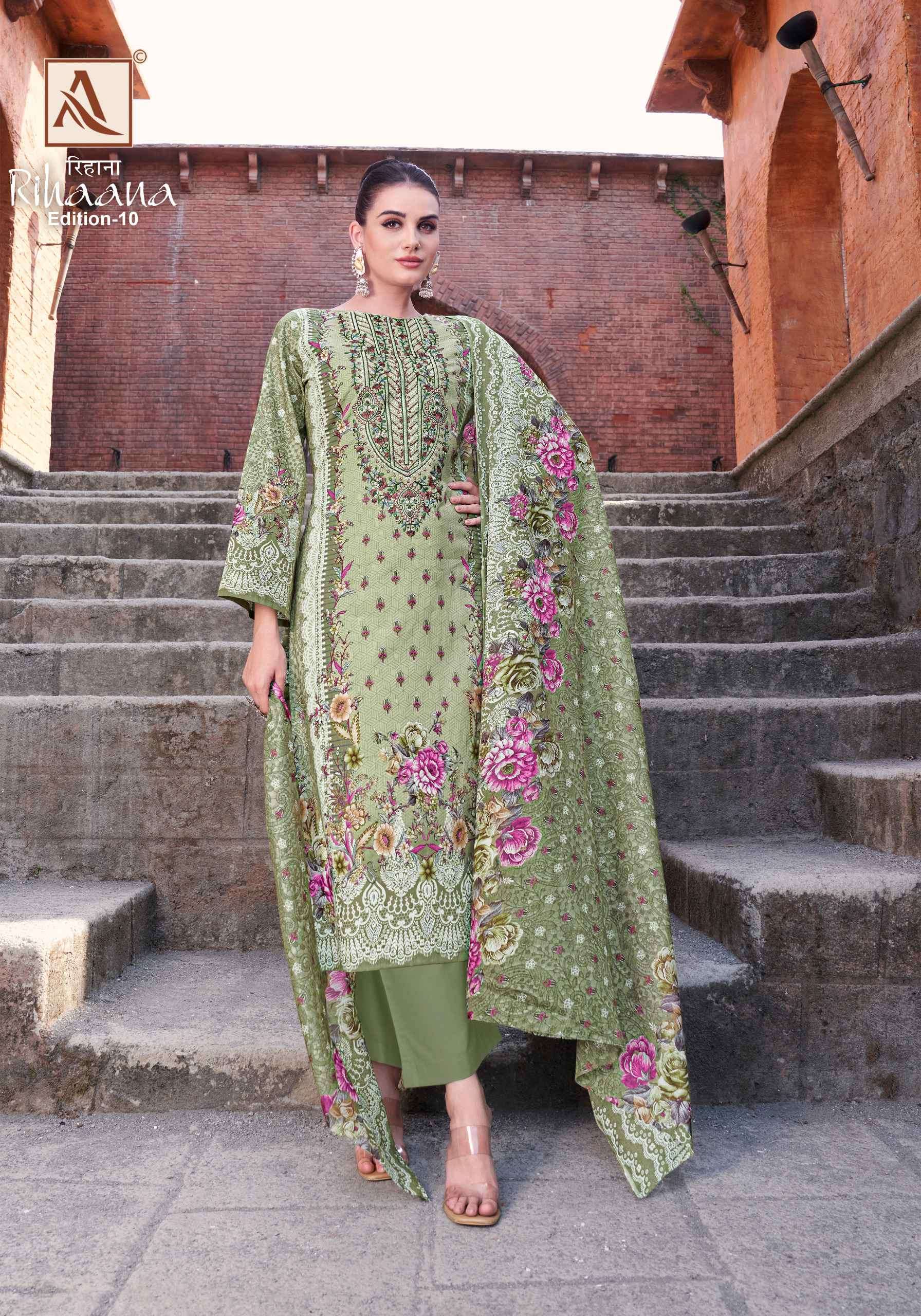 rihaana vol 10 by alok suits  colors exclusive embroidered designer stylish party wear salwar kameez online surat