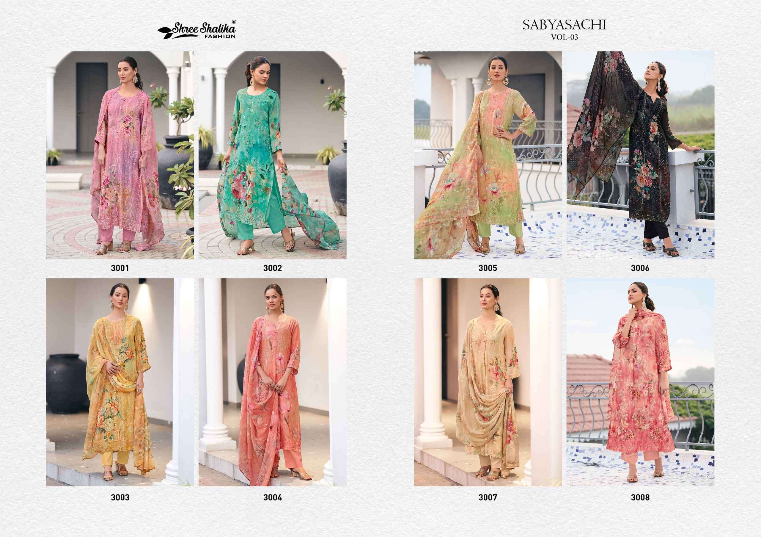 sabyasachi vol 3 by shree shalika 3001-3008 series best designer new stylish festival wear catalogue online surat