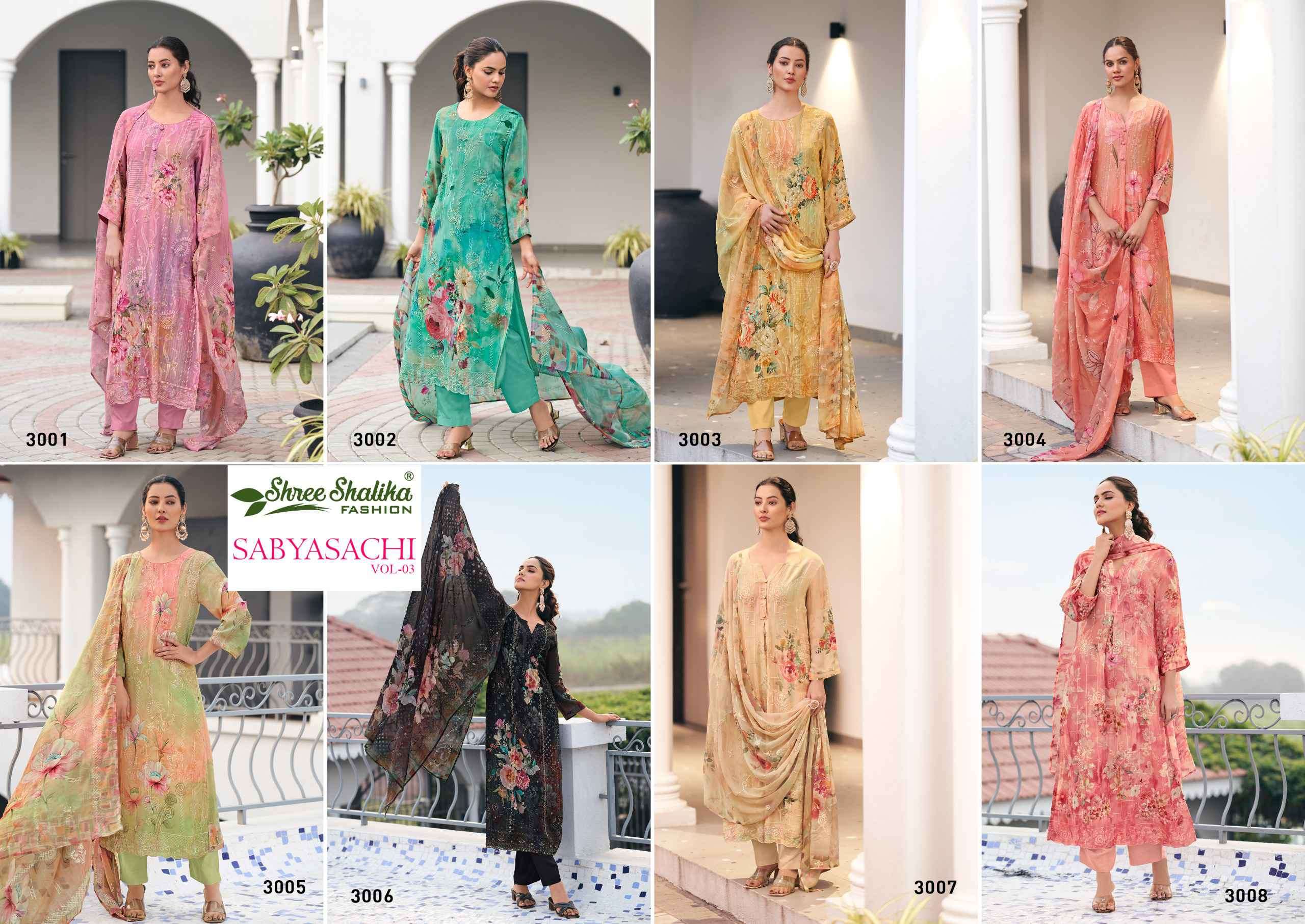 sabyasachi vol 3 by shree shalika 3001-3008 series best designer new stylish festival wear catalogue online surat