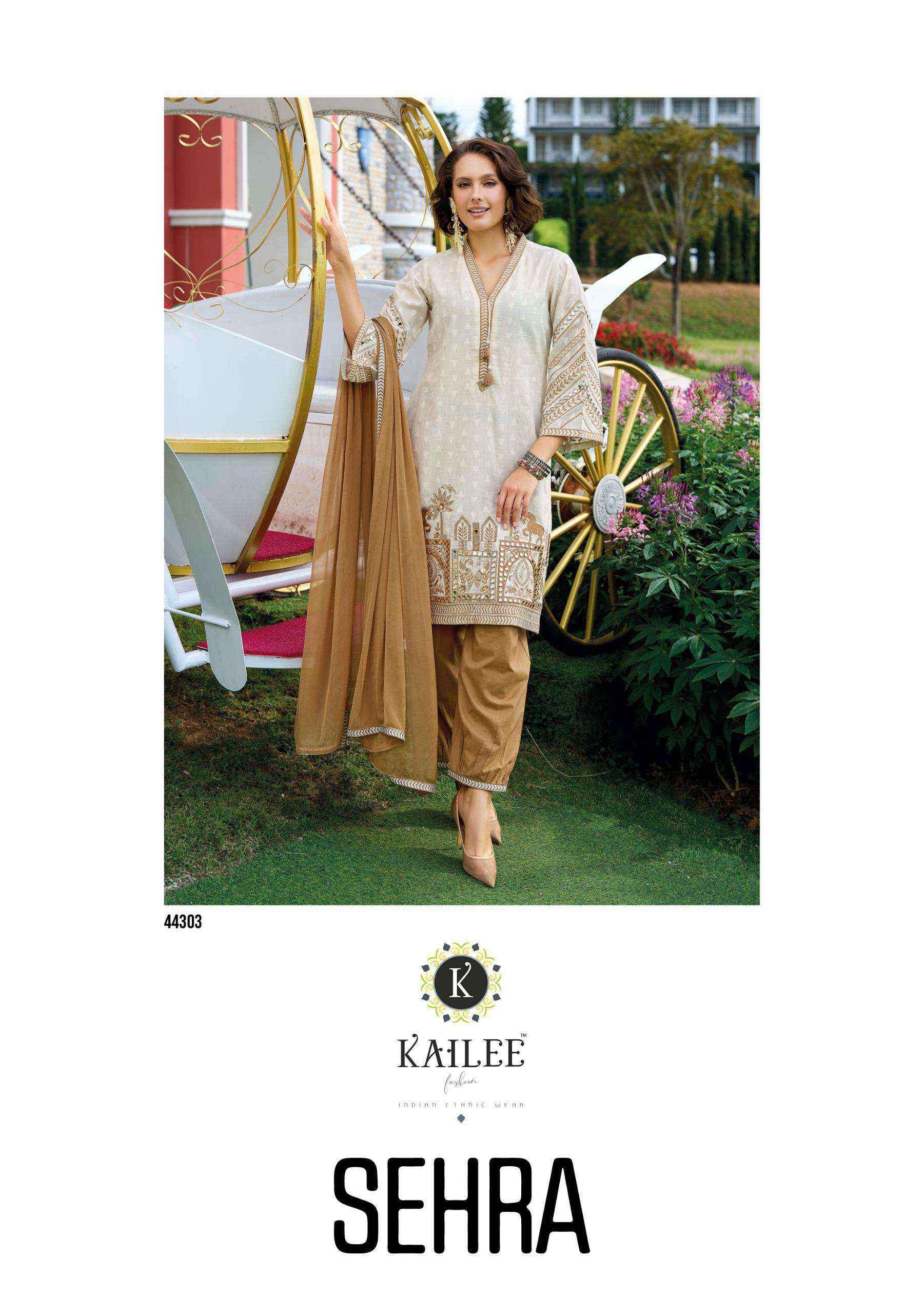 sehra by kailee 44301-44303 series exclusive designer fancy handwork and mirror worked readymade kurti for casual wear online surat