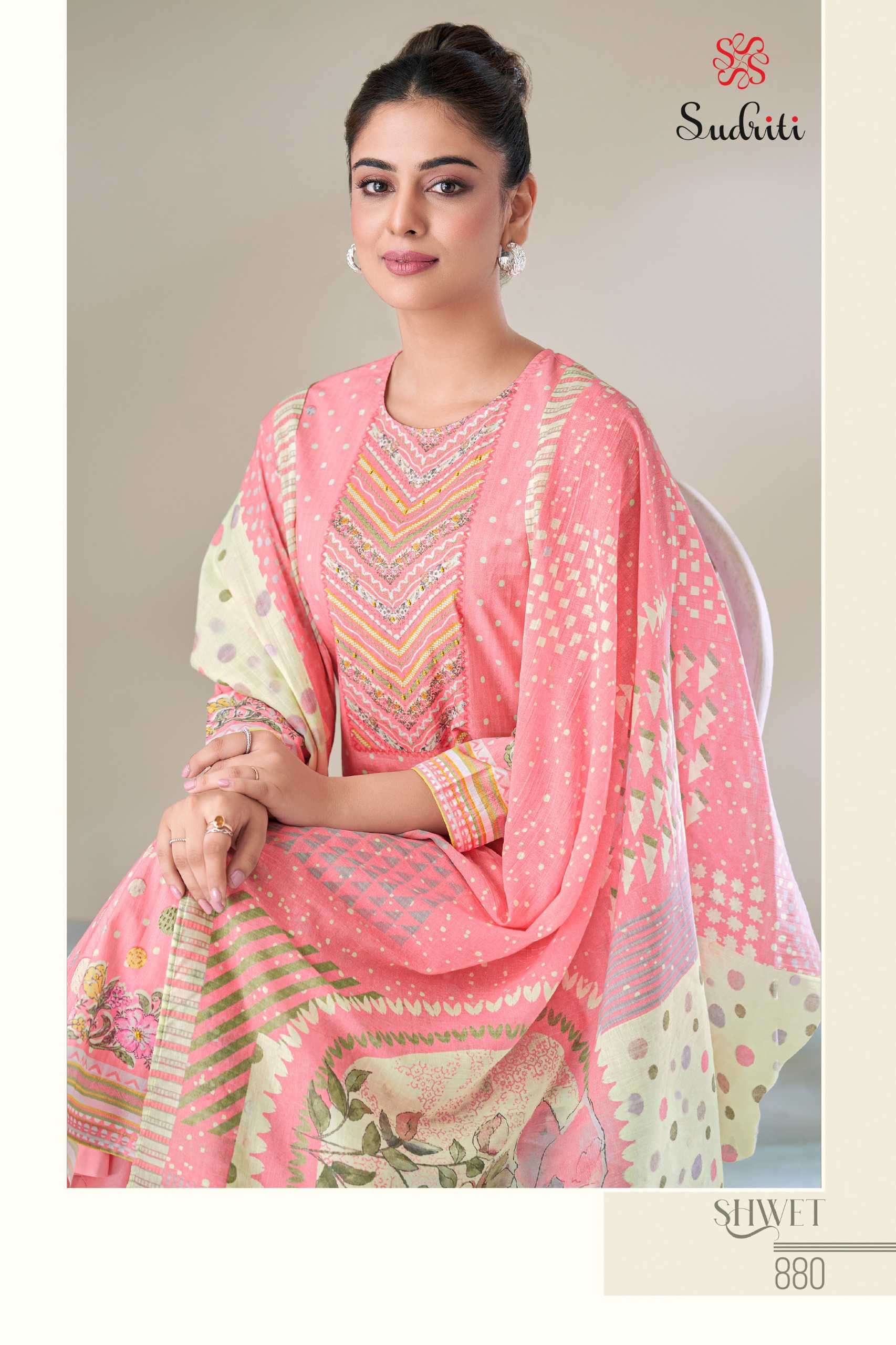 shwet by sudriti colors latest designer handwork summer wear cotton salwar kameez online surat