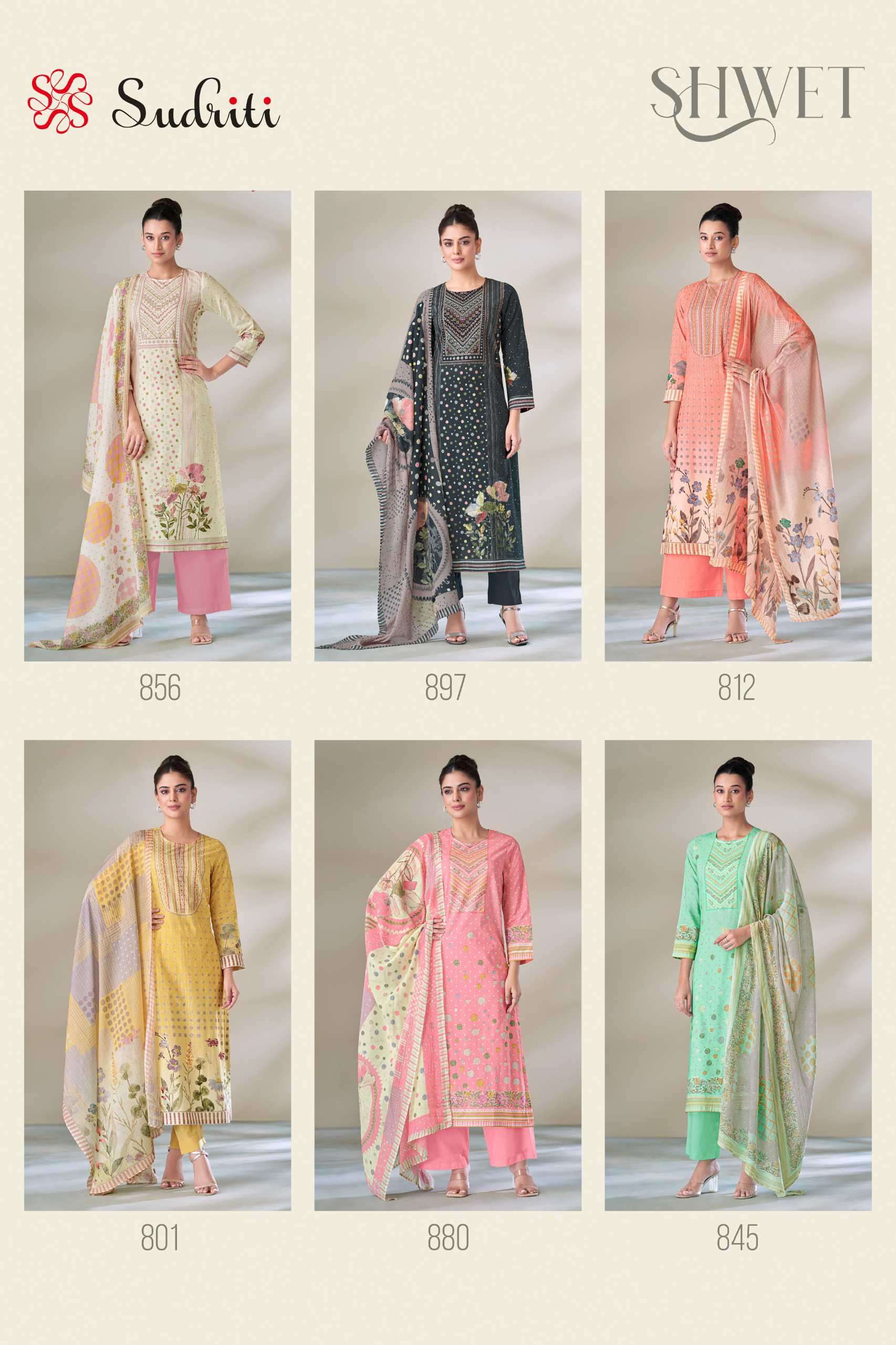 shwet by sudriti colors latest designer handwork summer wear cotton salwar kameez online surat