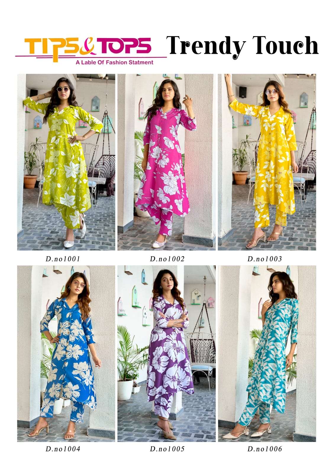trendy touch by tips&tops 1001-1006 series summer daily wear readymade cord set buy online surat