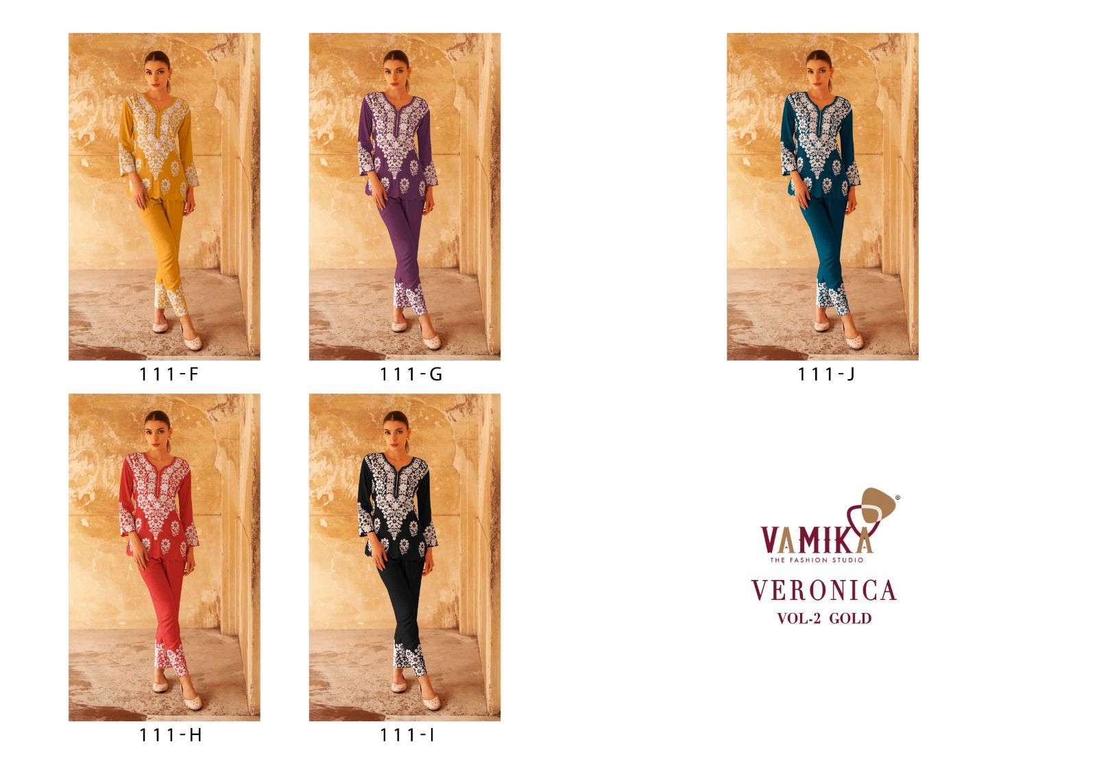 veronica vol-2 by vamika colors latest designer stylish readymade cord set collection online surat