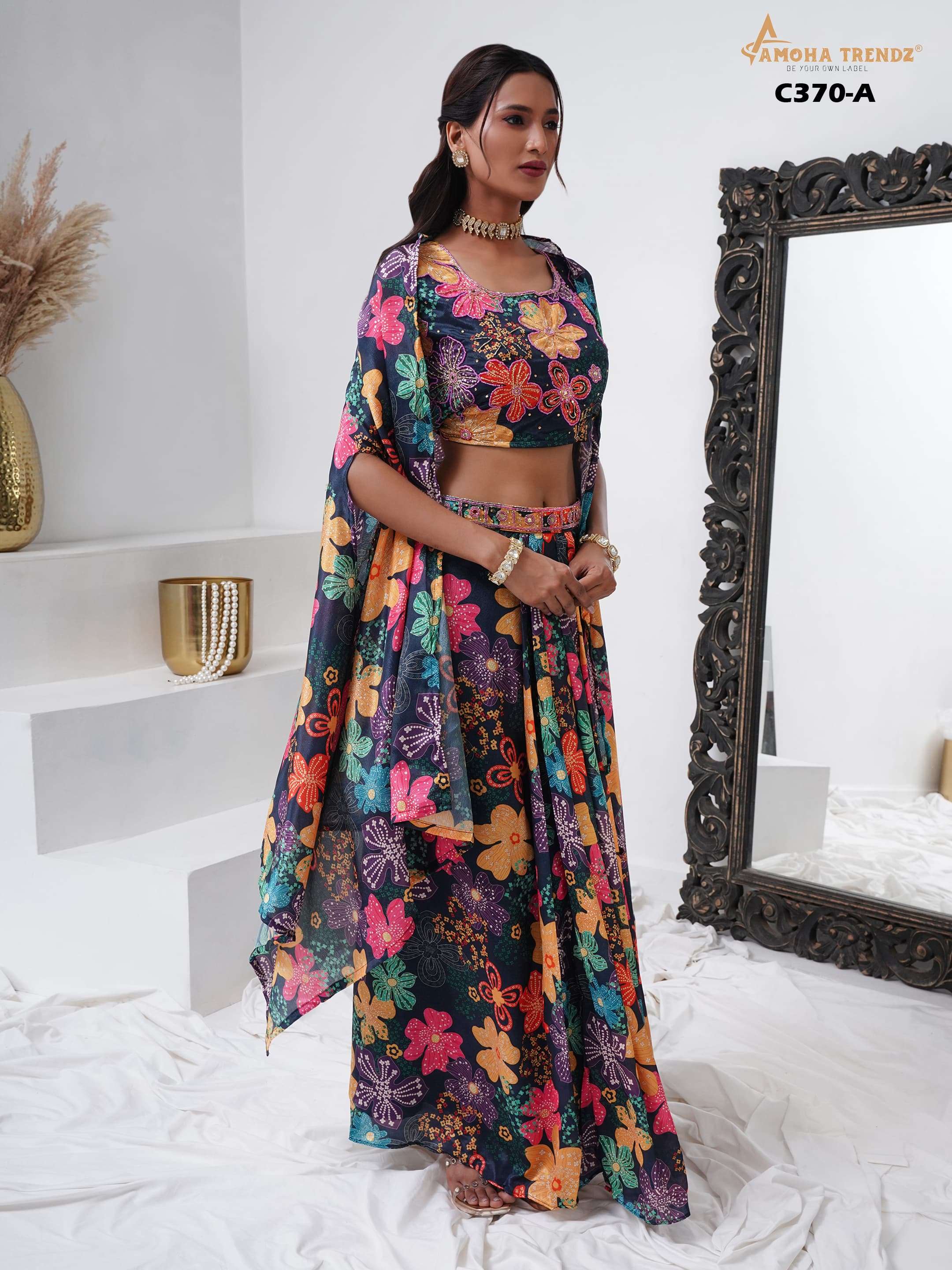 370 by amoha latest designer stylish party wear corp top exporter surat