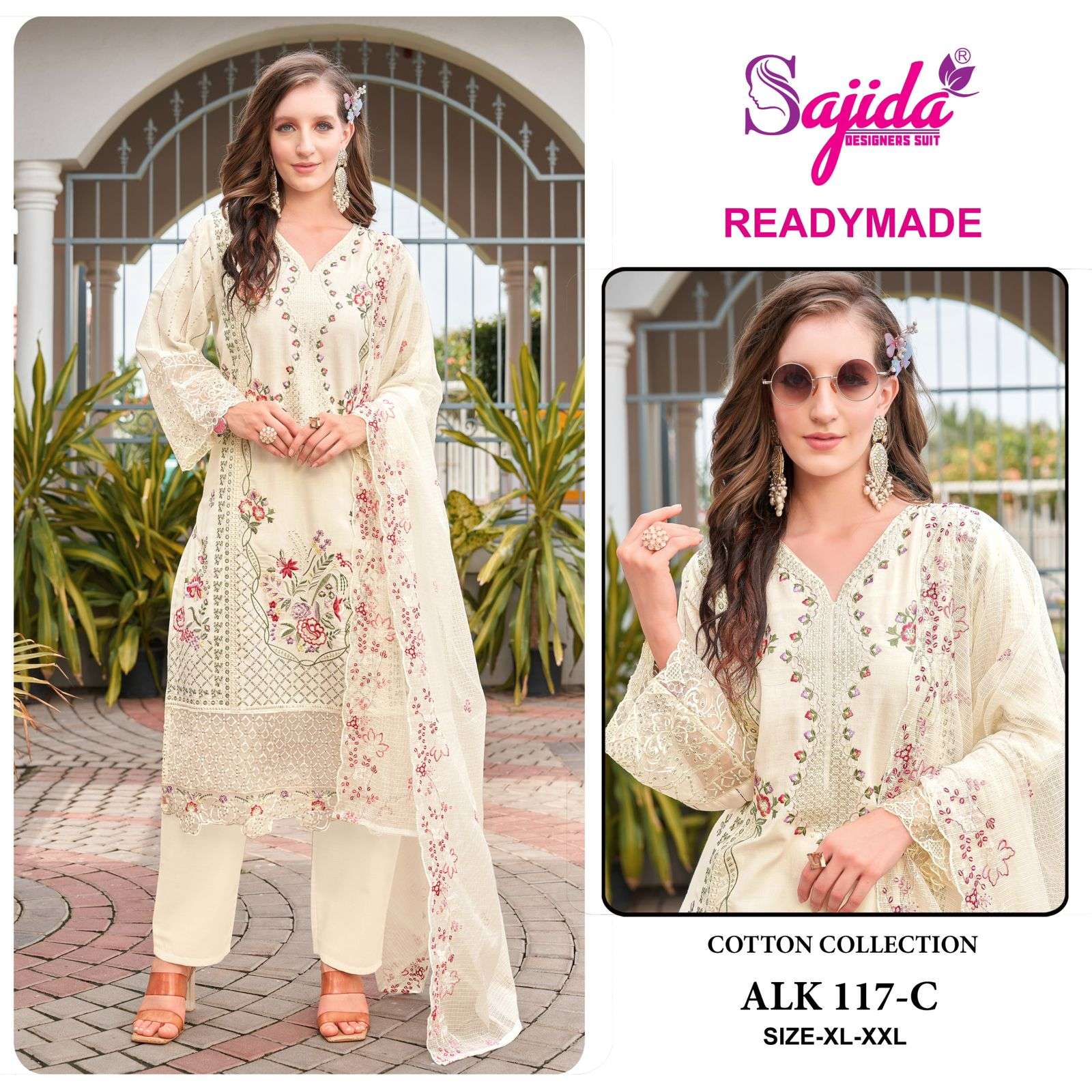 alk 117 by sajida designer suit colors heavy self embroidered cotton suit wholesale dealer surat