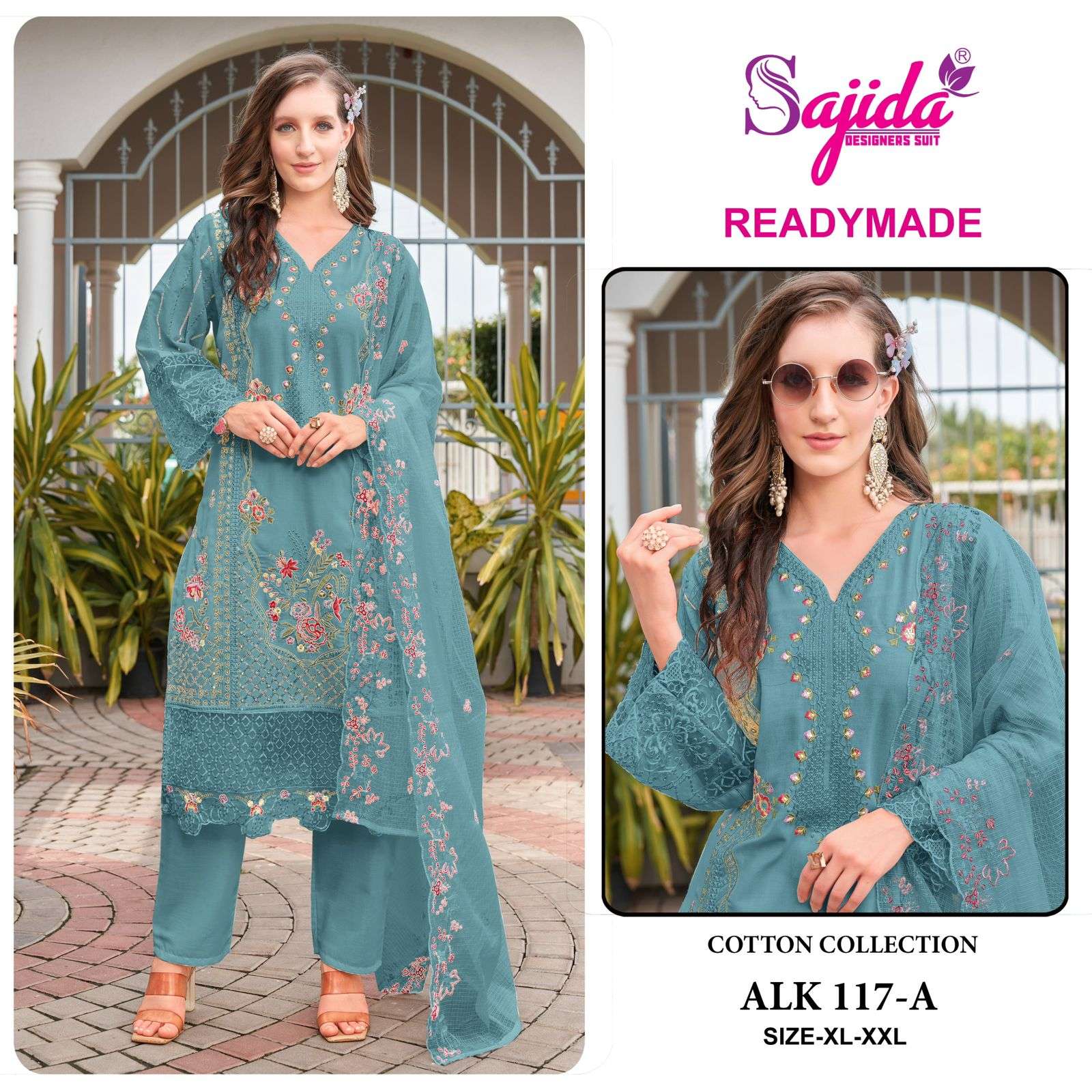 alk 117 by sajida designer suit colors heavy self embroidered cotton suit wholesale dealer surat