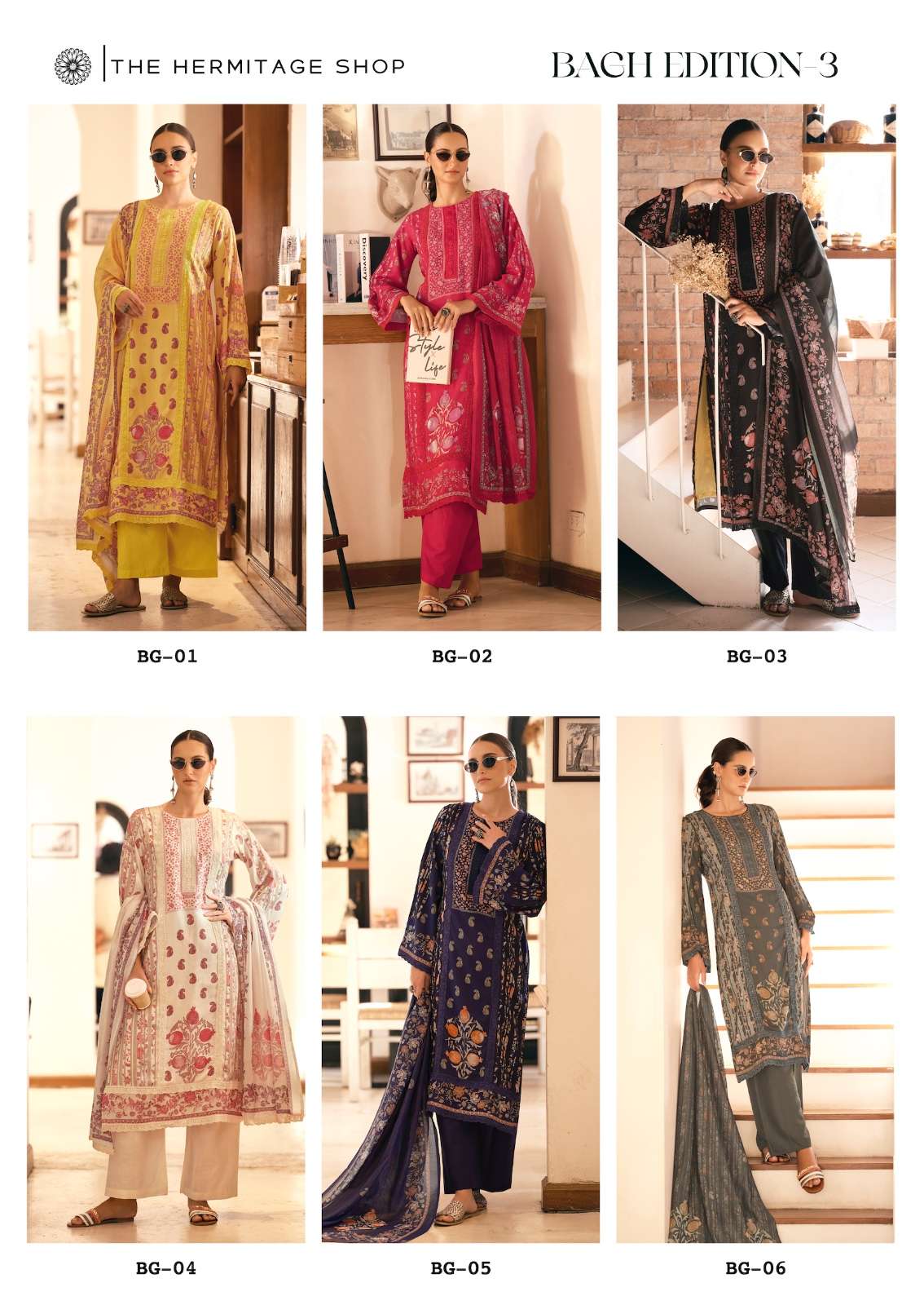 bagh edition-3 by hermitage colors latest designer party wear salwar kameez supplier surat