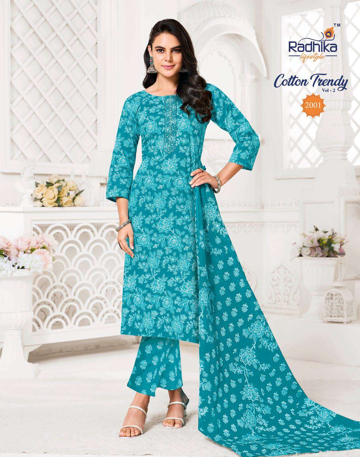 cotton trendy vol-2 by radhika lifestyle colors summer wear cotton printed salwar kameez dealer surat
