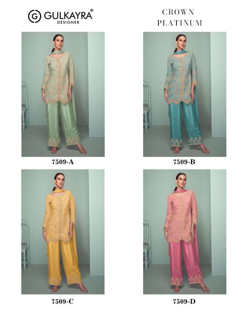 crown platinum by gulkayra colors latest designer stitched party wear collection surat
