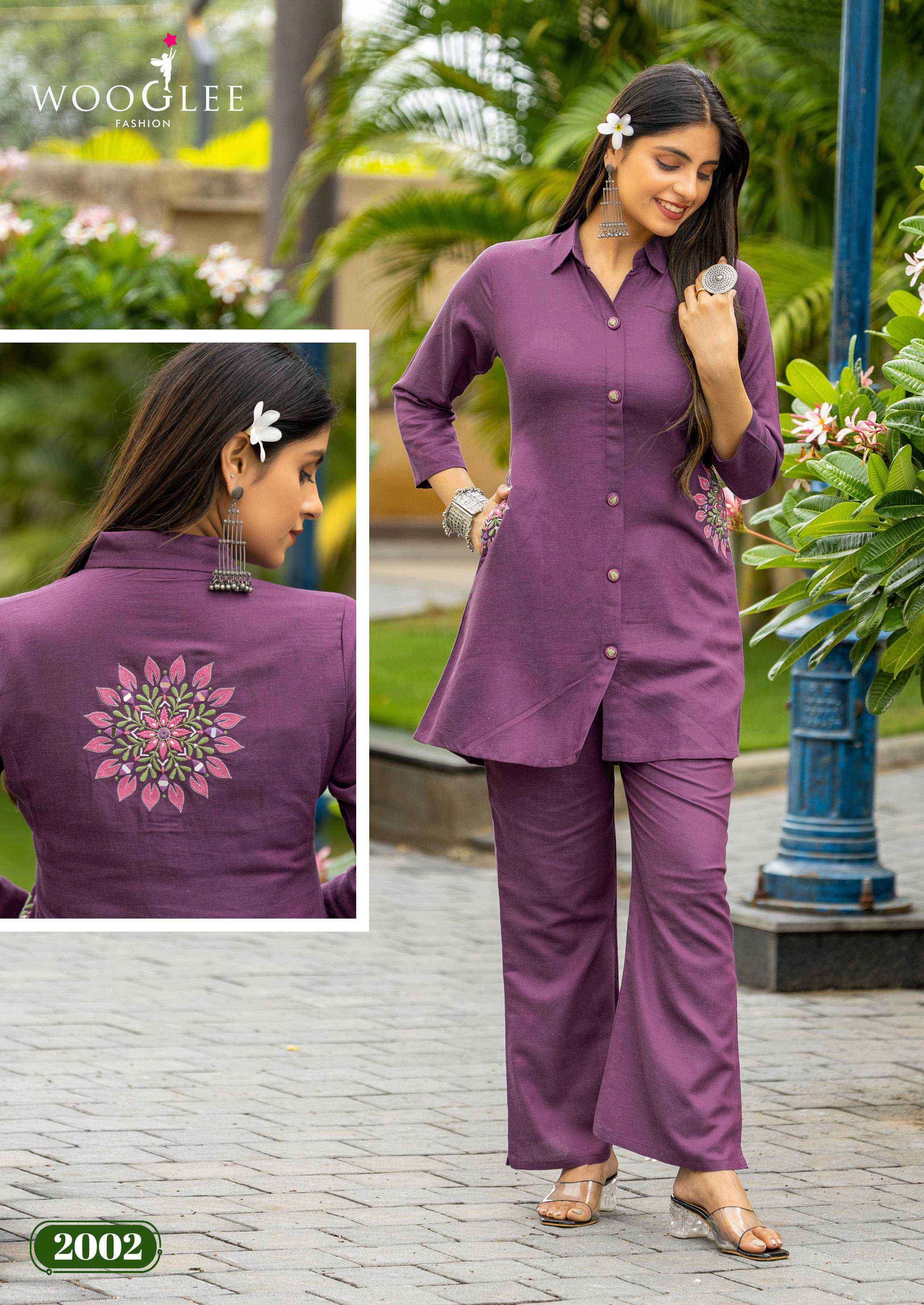 elina by wooglee colors gancy handwork latest designer cotton cord set exporter surat