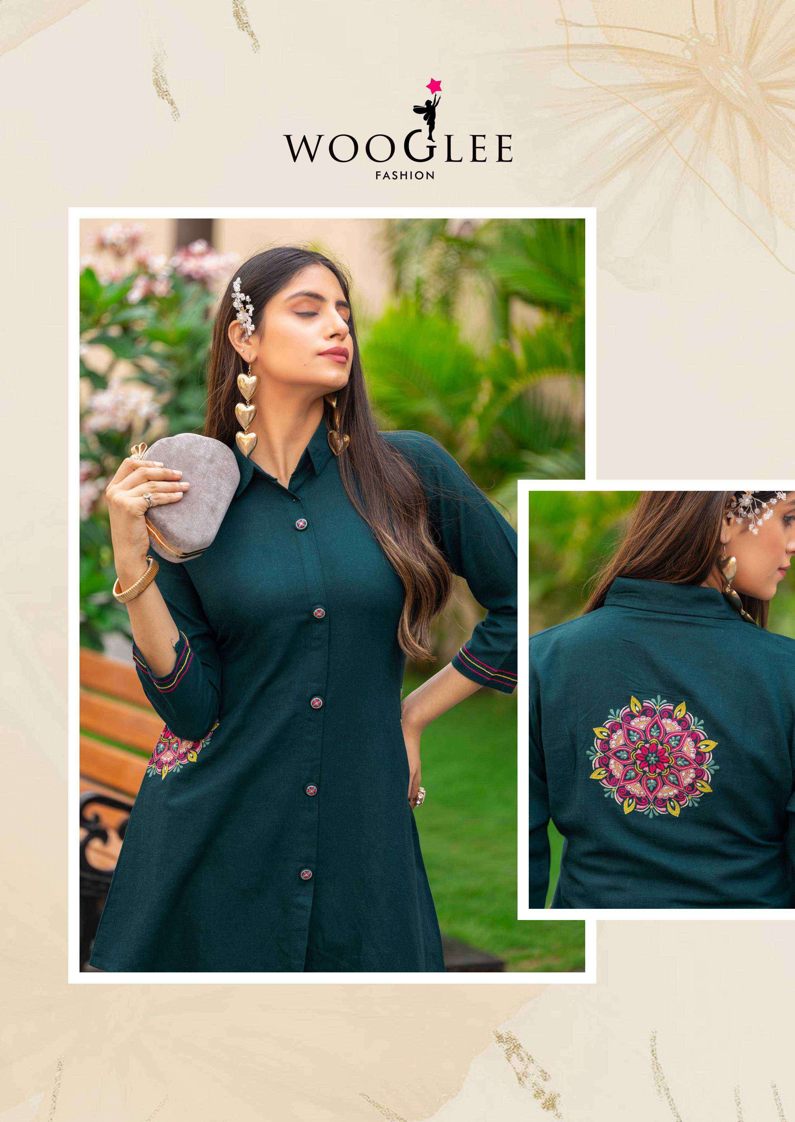 elina by wooglee colors gancy handwork latest designer cotton cord set exporter surat