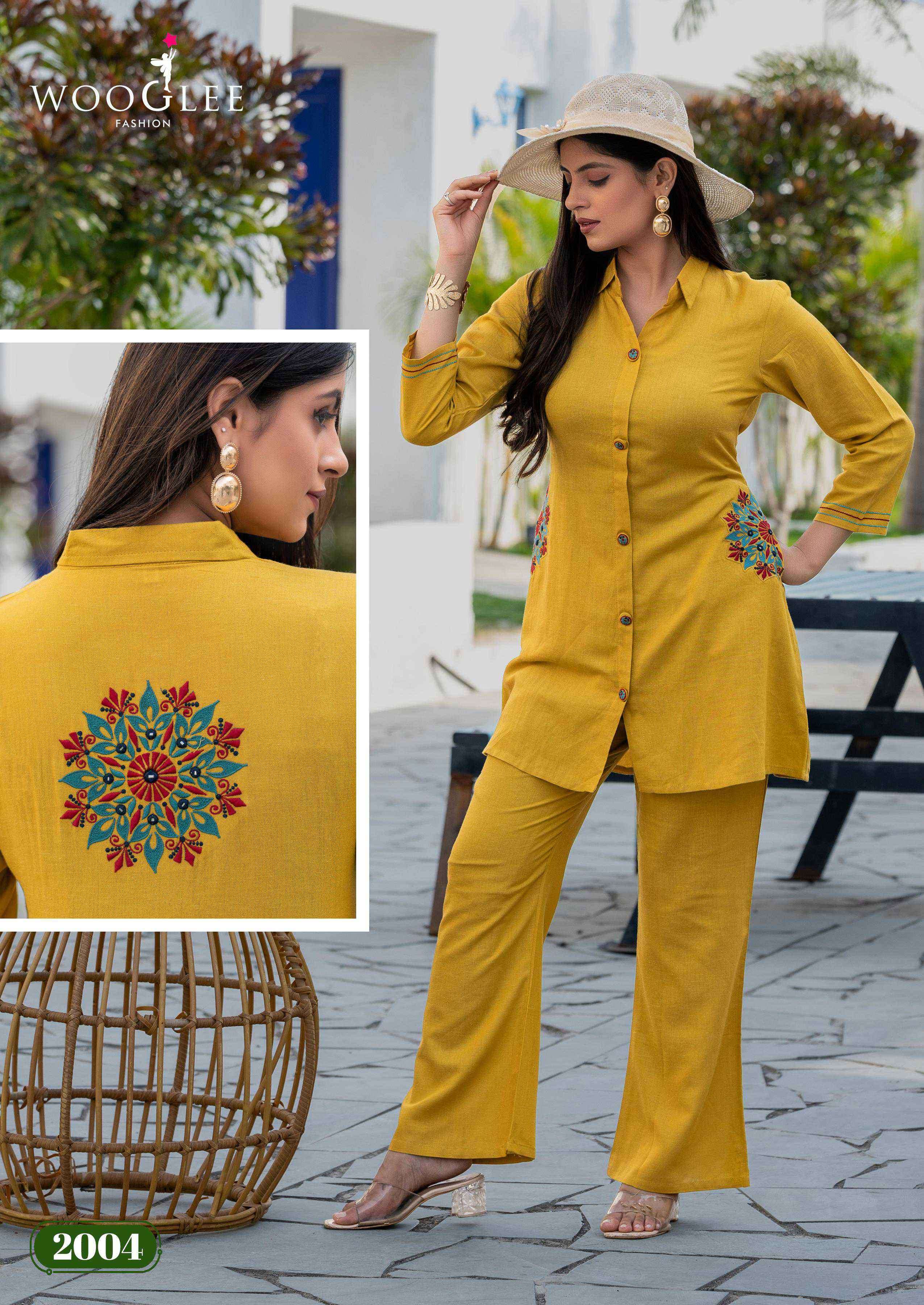 elina by wooglee colors gancy handwork latest designer cotton cord set exporter surat
