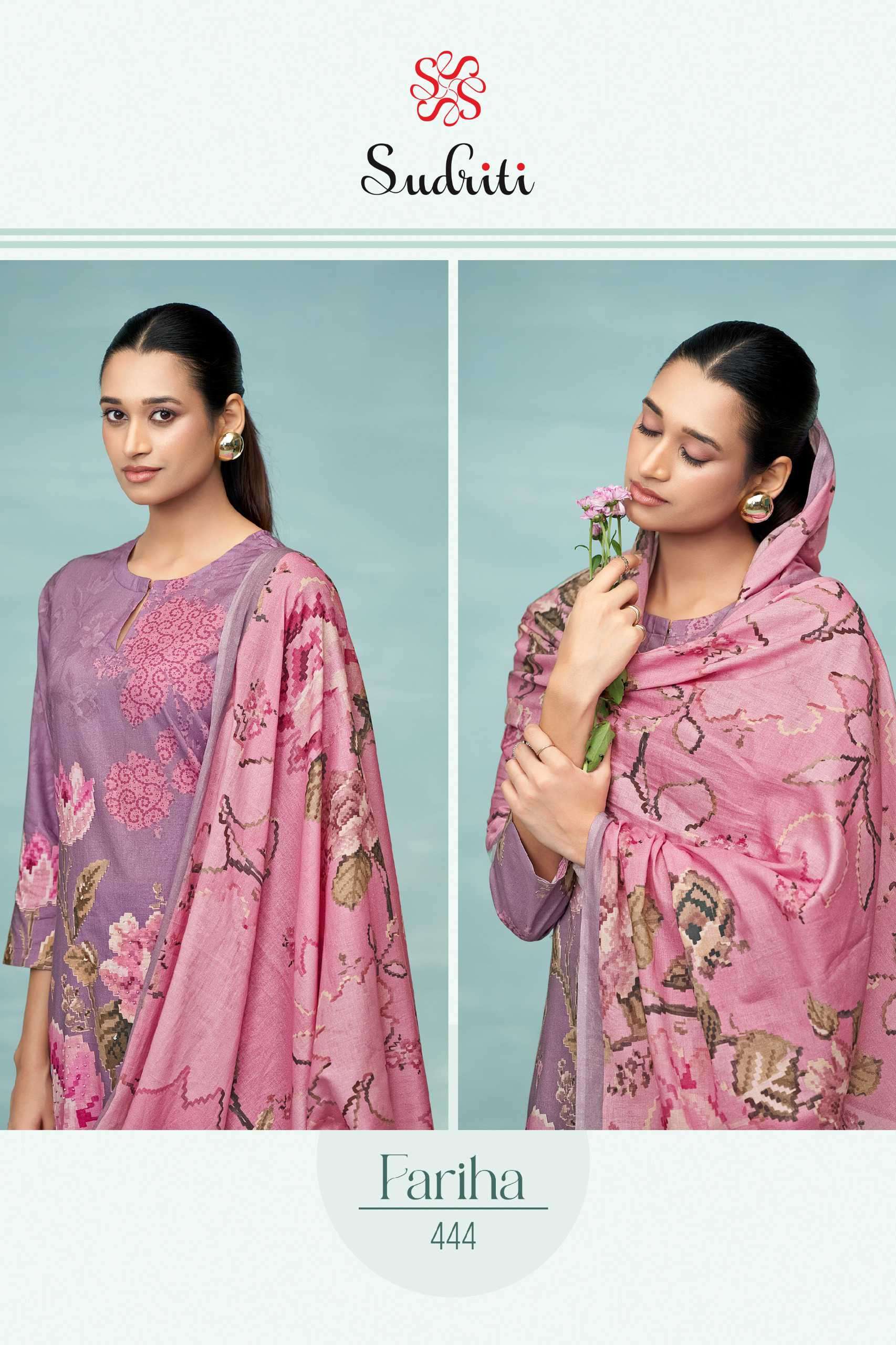 fariha by sudriti colors casual wear cotton digital printed suit wholesaler surat