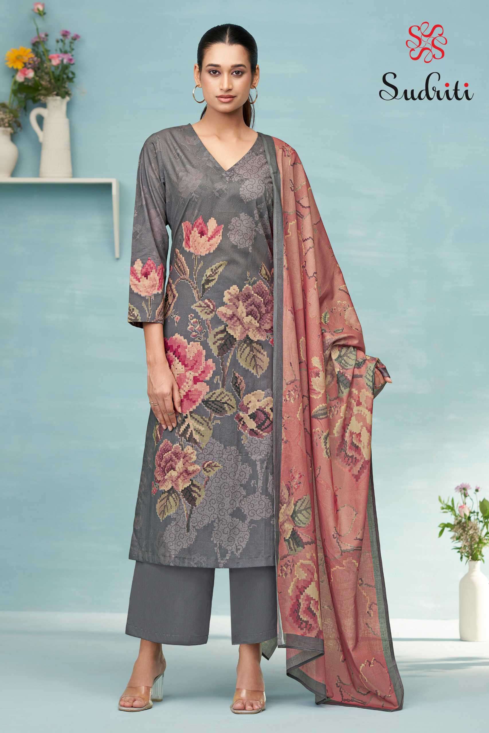 fariha by sudriti colors casual wear cotton digital printed suit wholesaler surat