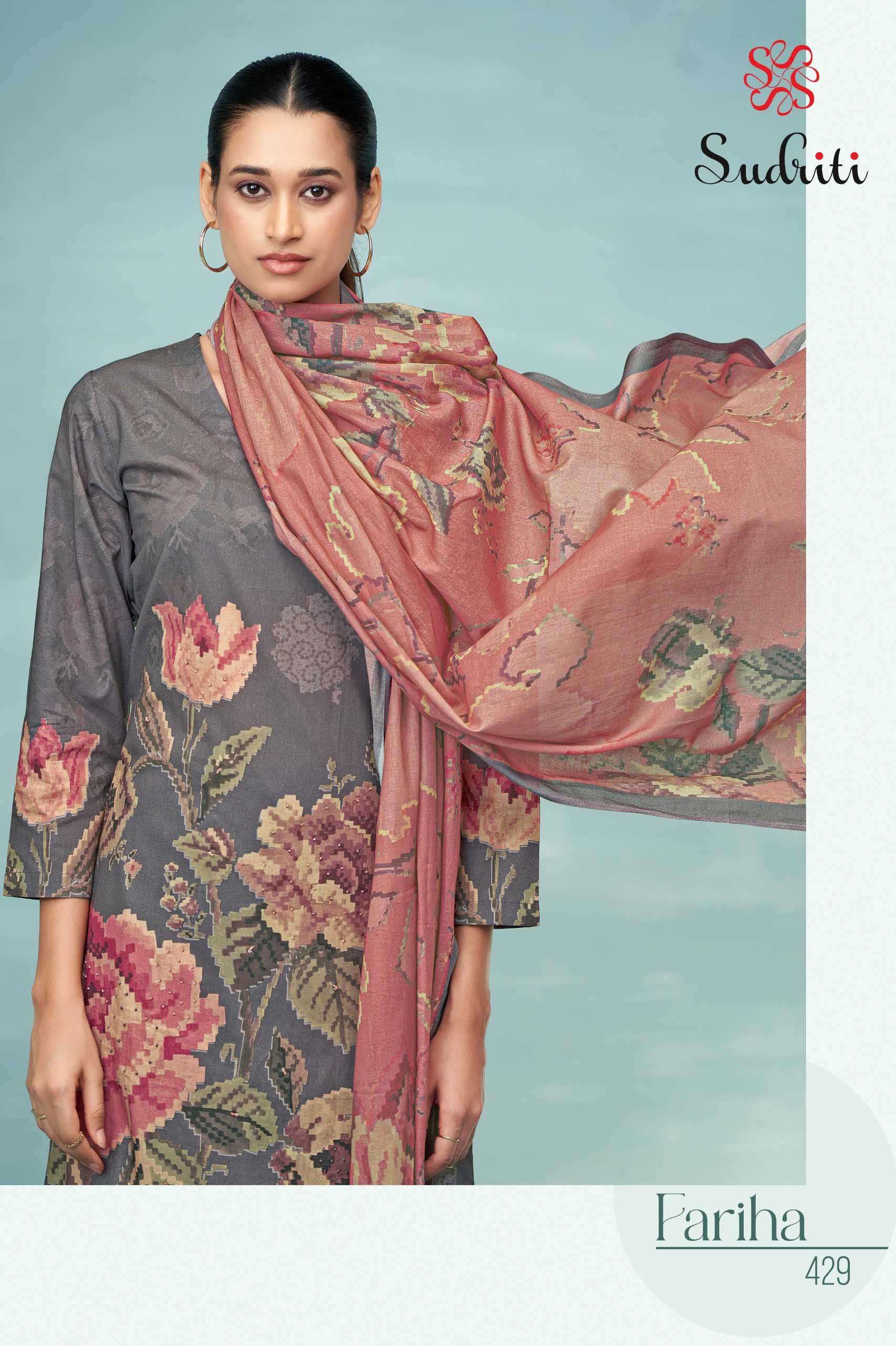 fariha by sudriti colors casual wear cotton digital printed suit wholesaler surat