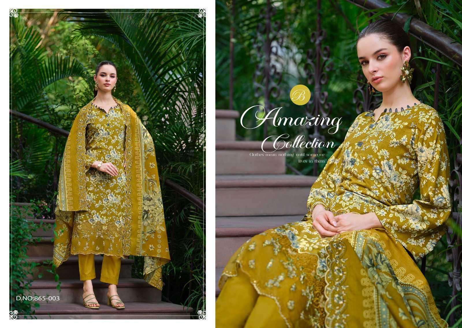 fiza by belliza designer colors cotton print with embroidered suit wholesaler surat