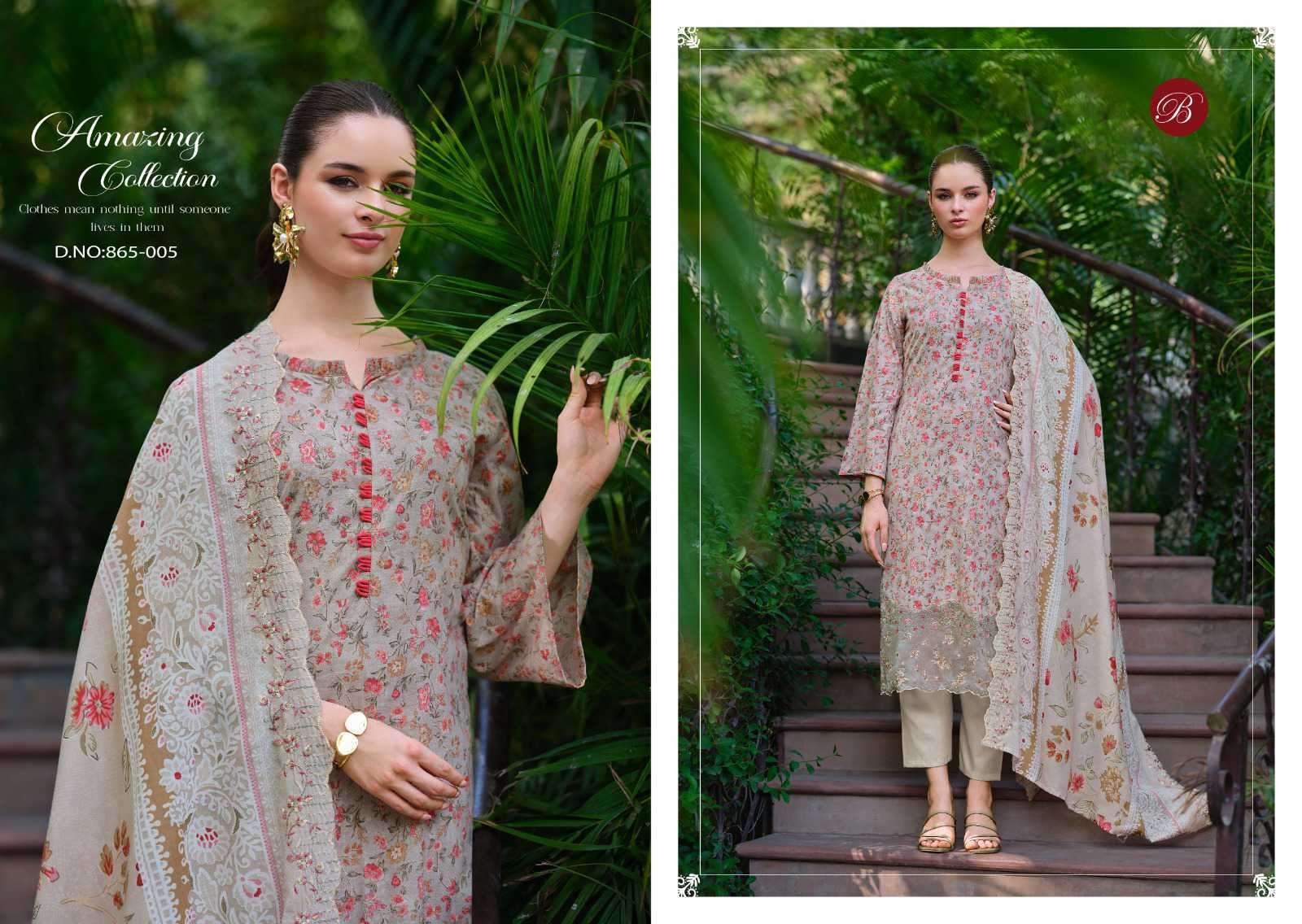 fiza by belliza designer colors cotton print with embroidered suit wholesaler surat