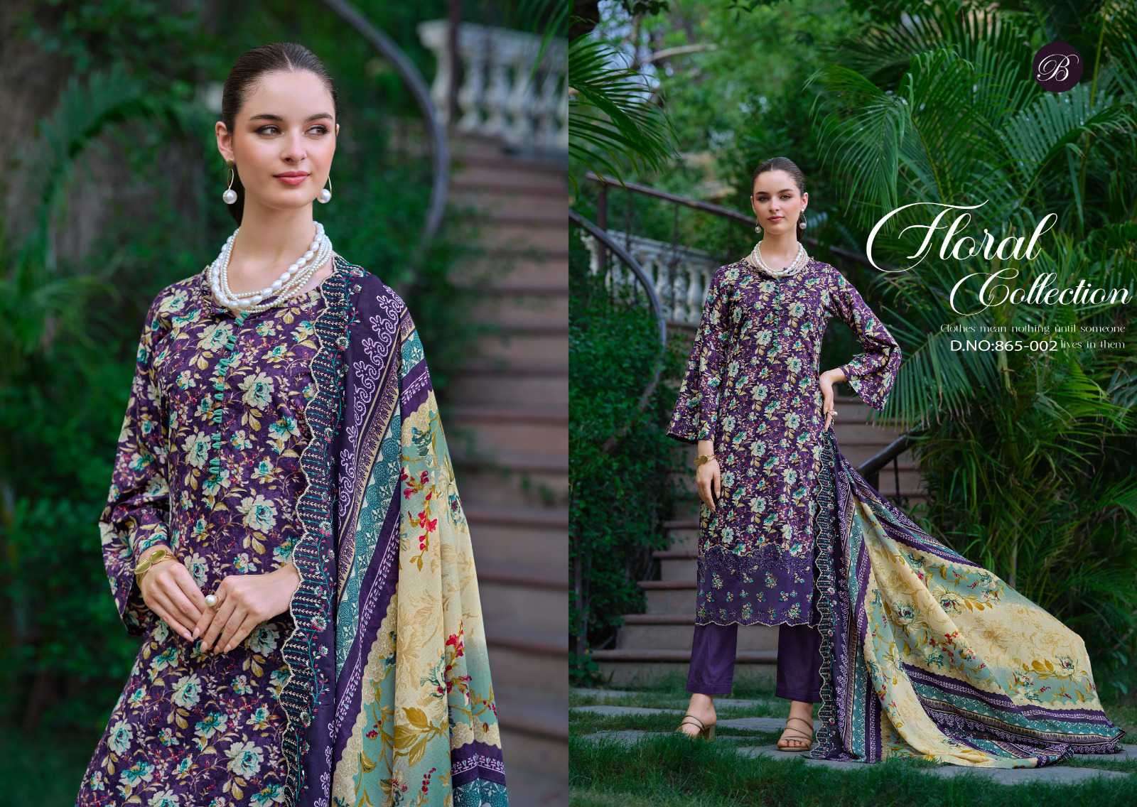 fiza by belliza designer colors cotton print with embroidered suit wholesaler surat