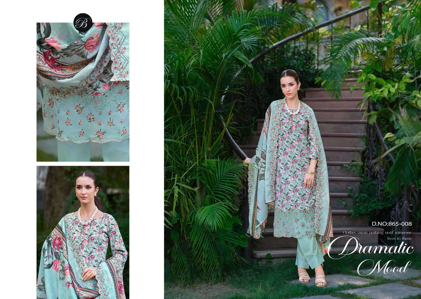 fiza by belliza designer colors cotton print with embroidered suit wholesaler surat