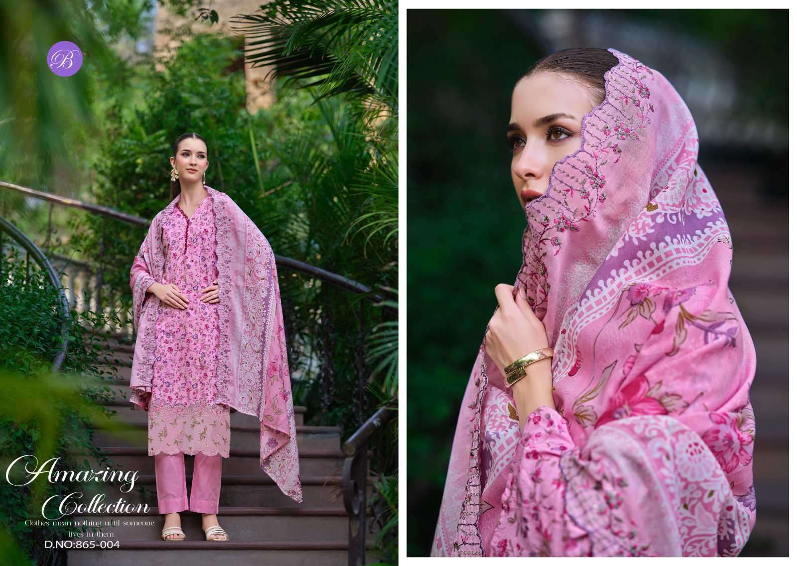 fiza by belliza designer colors cotton print with embroidered suit wholesaler surat