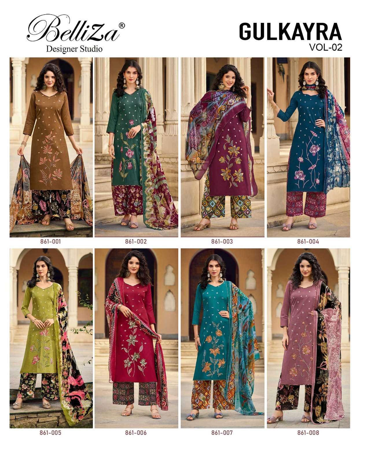 gulkayra vol-2 by belliza designer colors exclusive embroidered jam salwar suit wholesaler surat