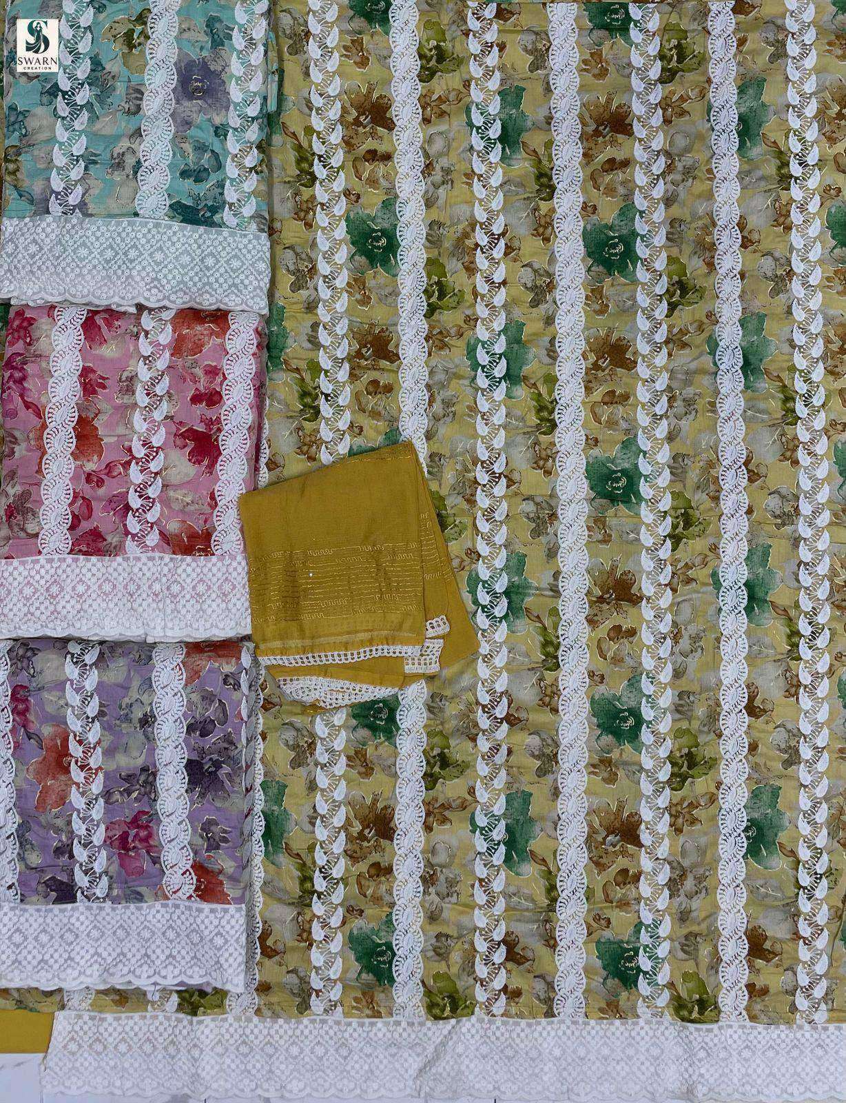 inaya by swarn creation colors casual wear embroidered viscose rayon suit exporter surat