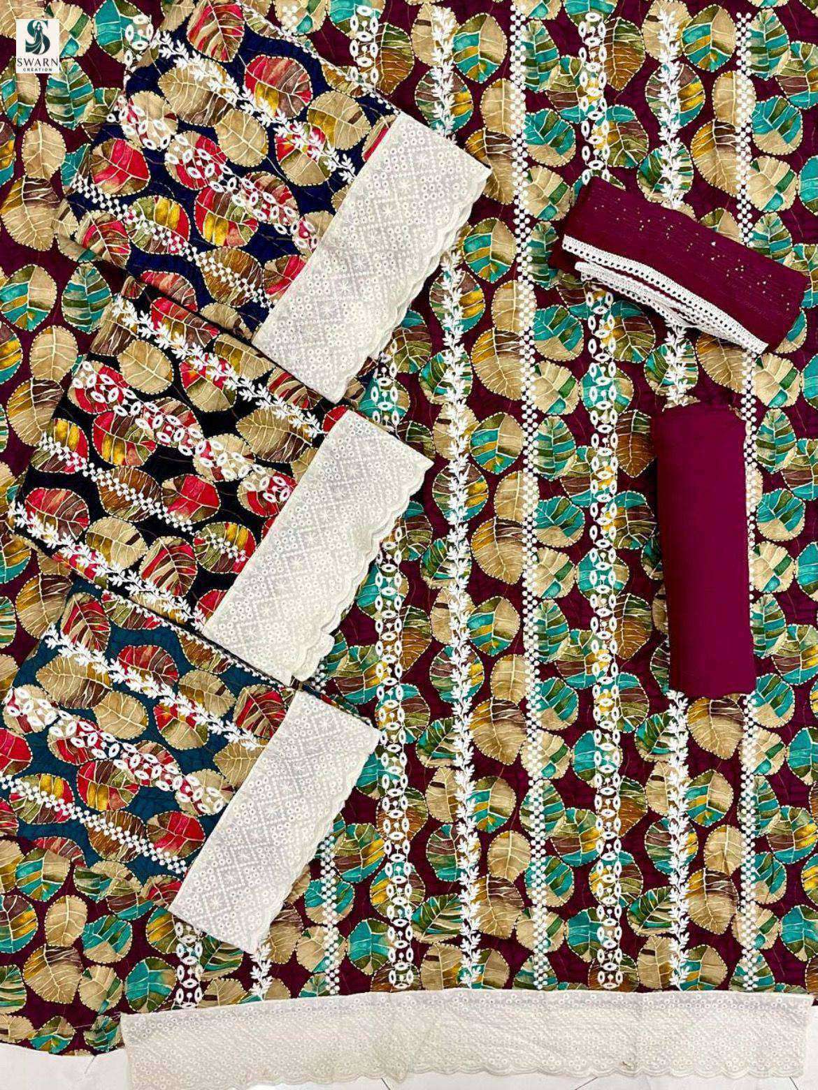 inaya by swarn creation colors casual wear embroidered viscose rayon suit exporter surat