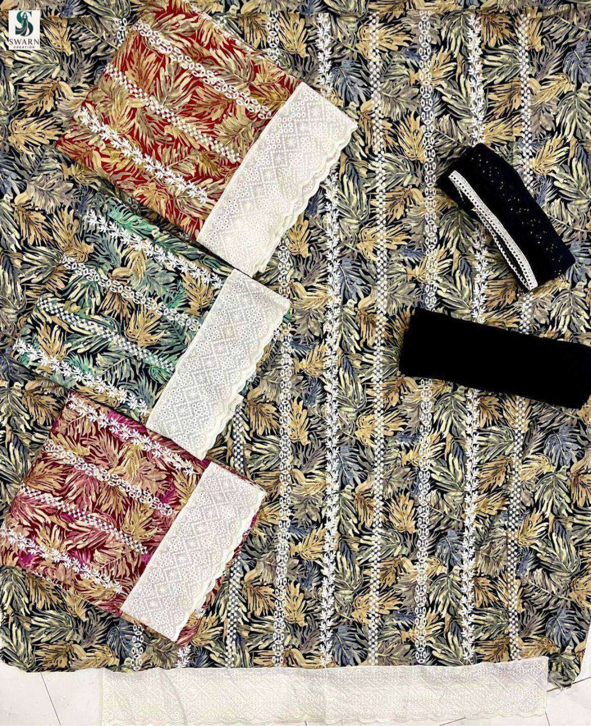 inaya by swarn creation colors casual wear embroidered viscose rayon suit exporter surat