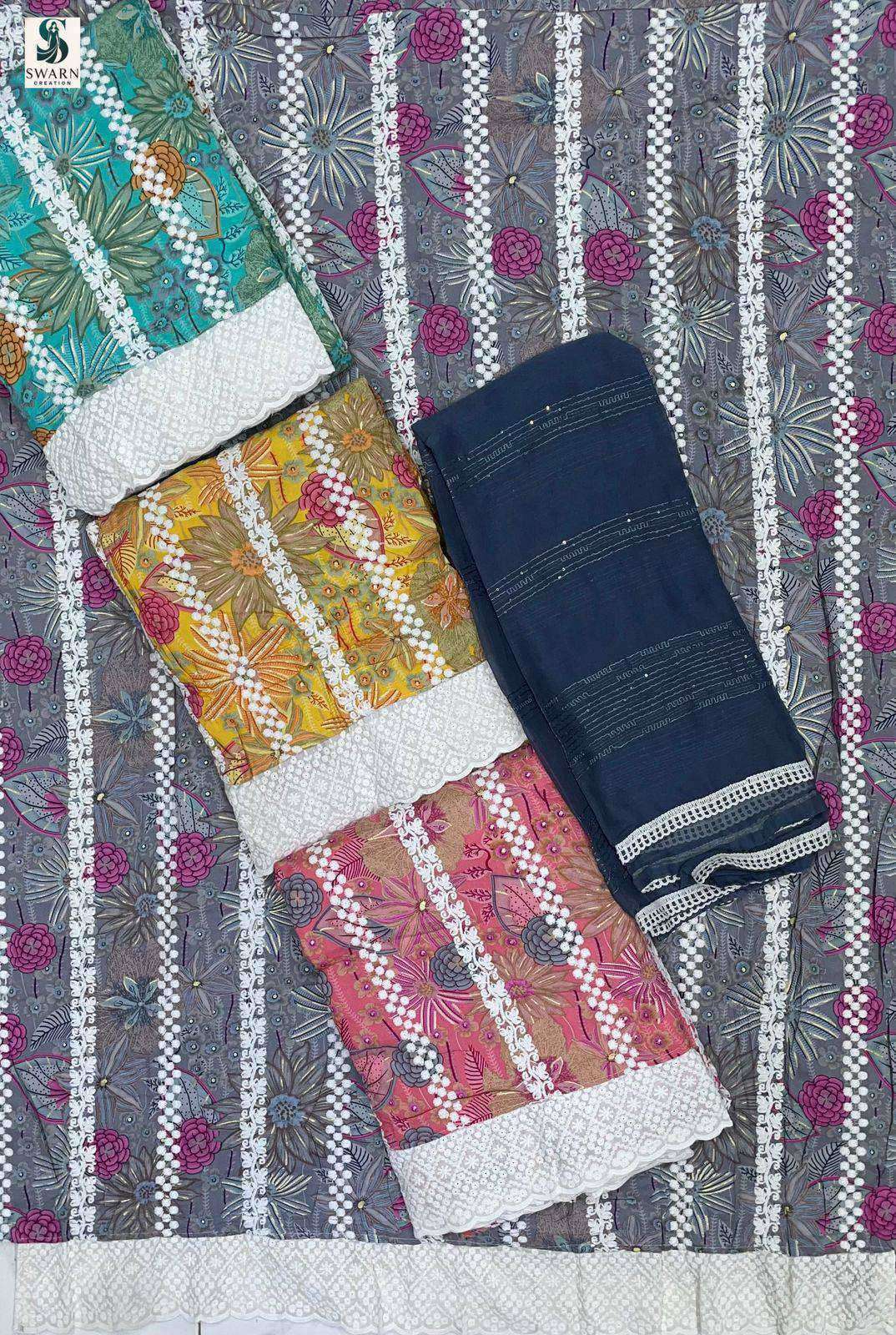 inaya by swarn creation colors casual wear embroidered viscose rayon suit exporter surat