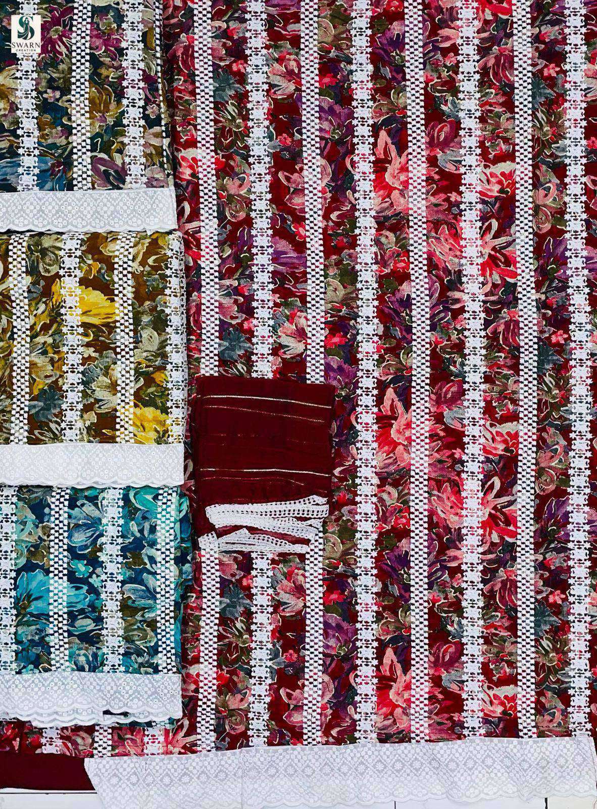 inaya by swarn creation colors casual wear embroidered viscose rayon suit exporter surat