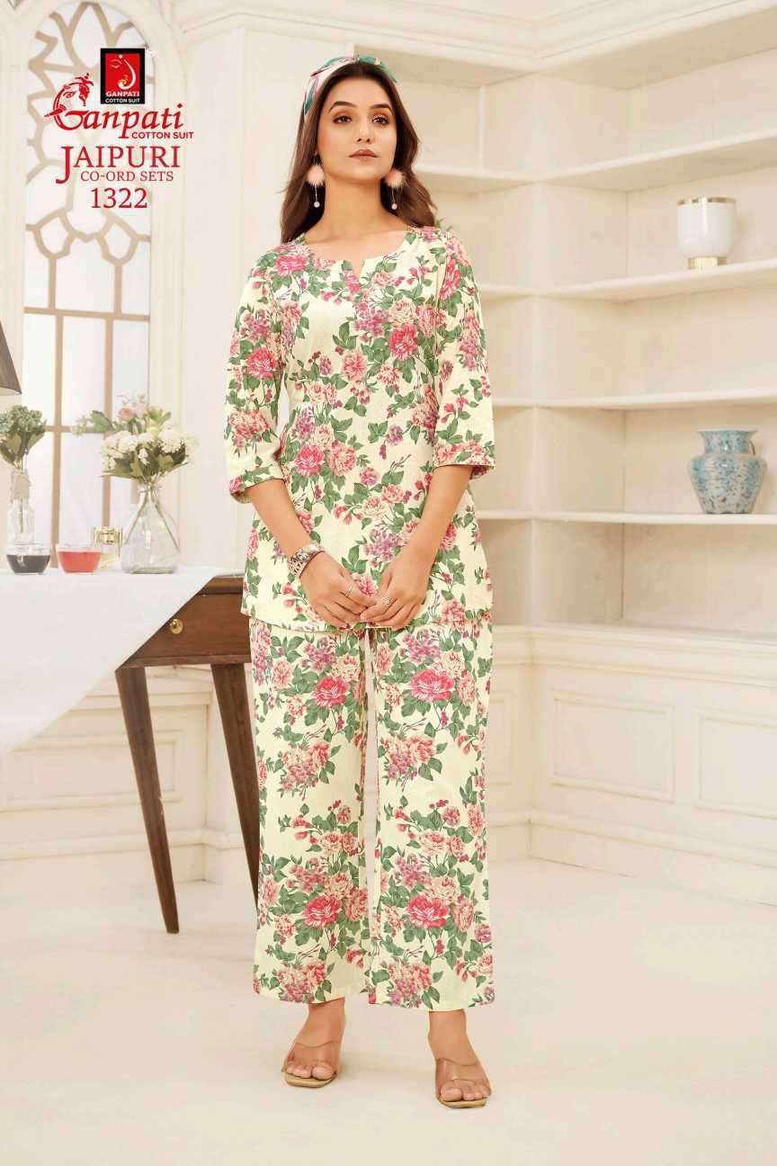 jaipuri vol-13 by ganpati cotton suit colors casual wear cotton cord set dealer surat