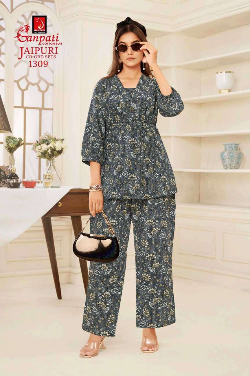 jaipuri vol-13 by ganpati cotton suit colors casual wear cotton cord set dealer surat