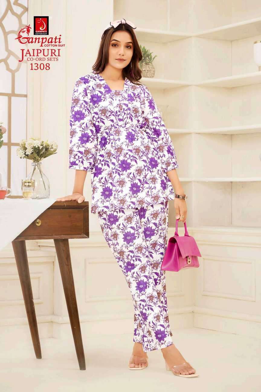 jaipuri vol-13 by ganpati cotton suit colors casual wear cotton cord set dealer surat