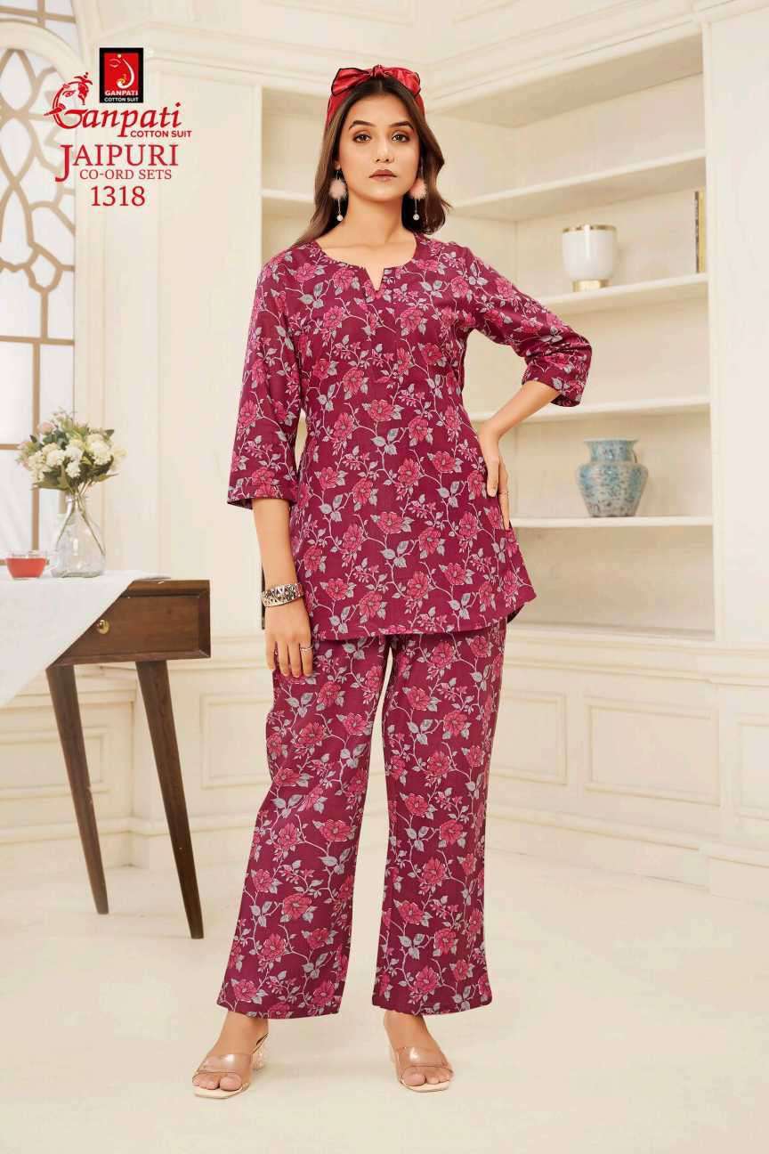 jaipuri vol-13 by ganpati cotton suit colors casual wear cotton cord set dealer surat