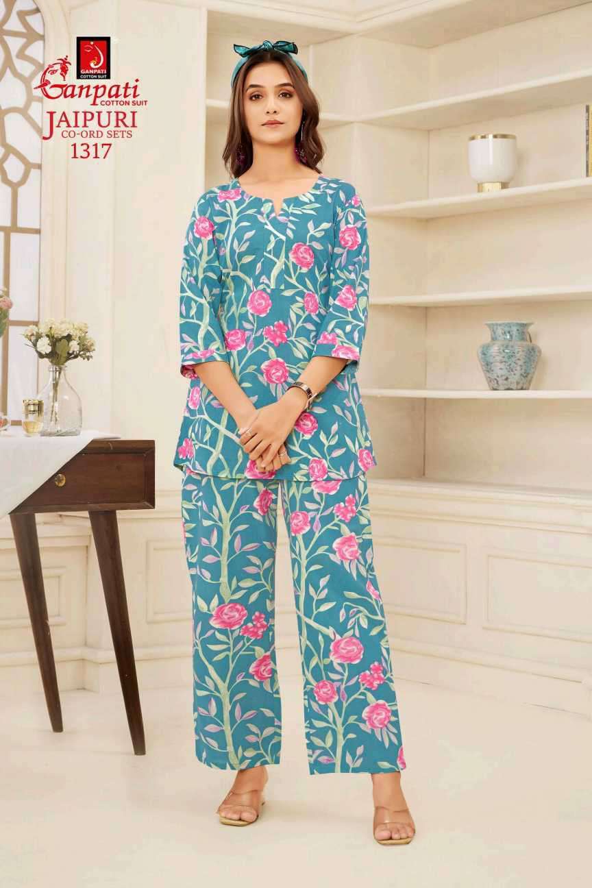jaipuri vol-13 by ganpati cotton suit colors casual wear cotton cord set dealer surat