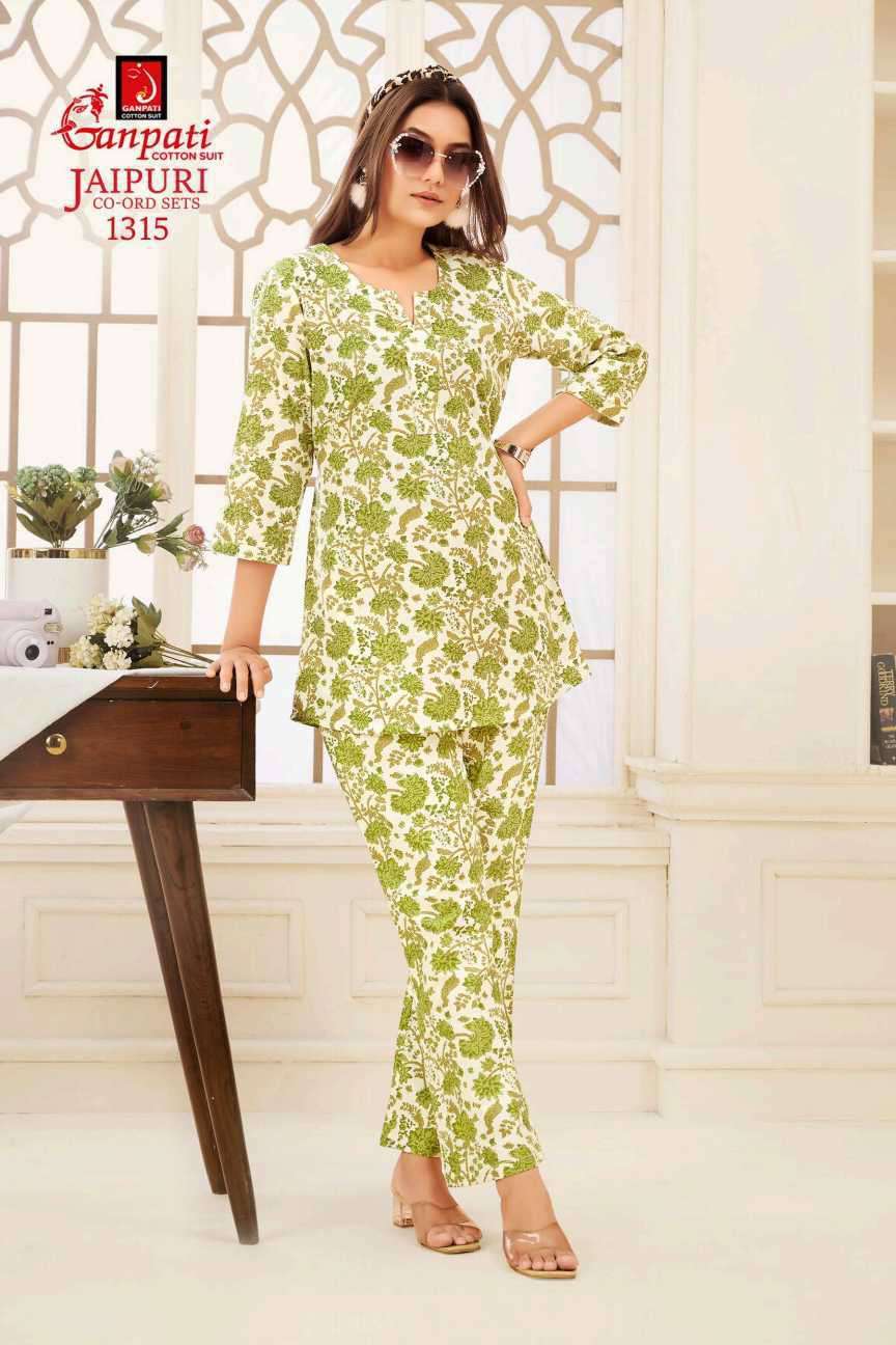 jaipuri vol-13 by ganpati cotton suit colors casual wear cotton cord set dealer surat