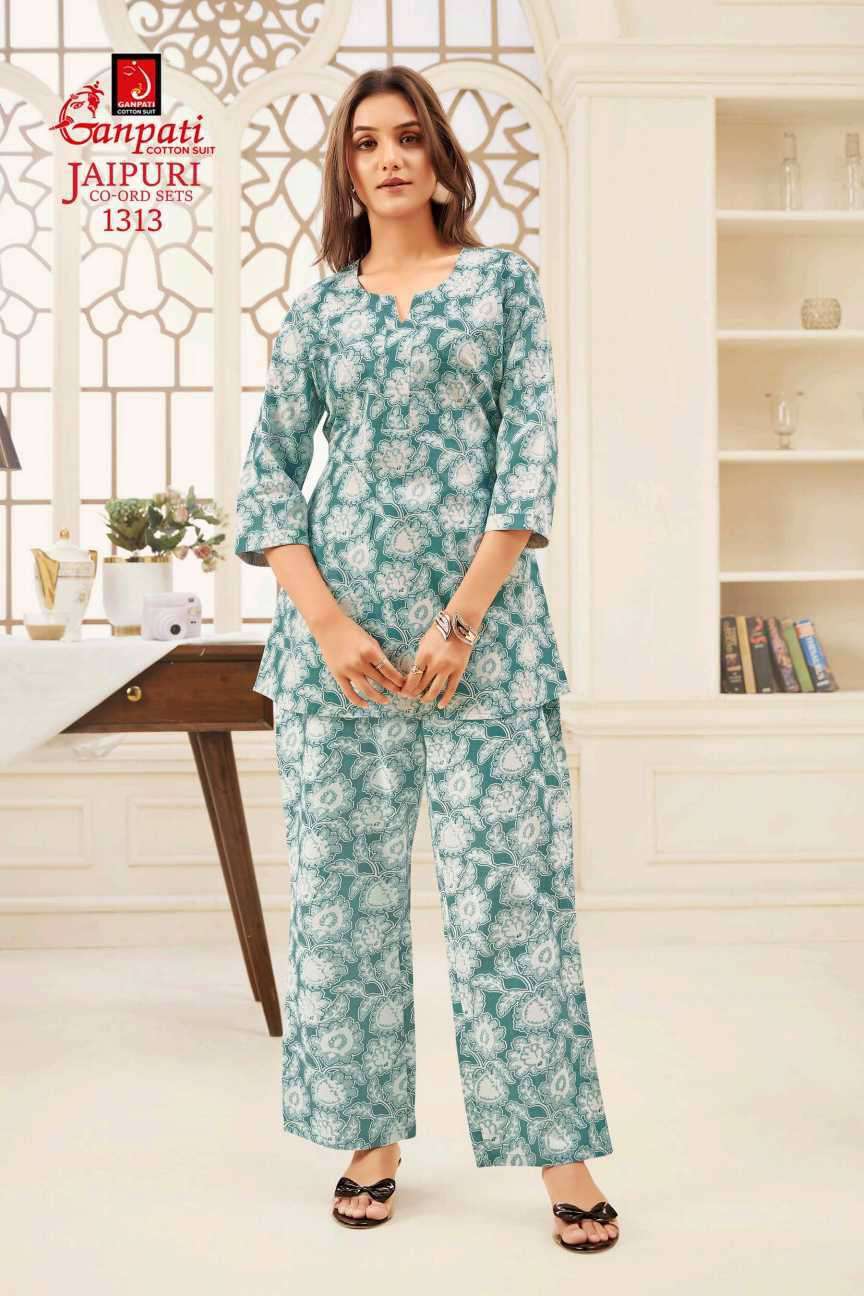 jaipuri vol-13 by ganpati cotton suit colors casual wear cotton cord set dealer surat