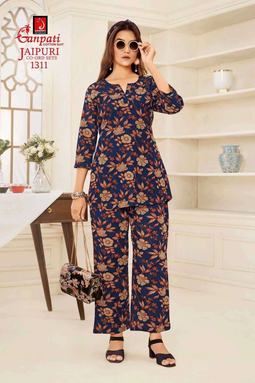 jaipuri vol-13 by ganpati cotton suit colors casual wear cotton cord set dealer surat