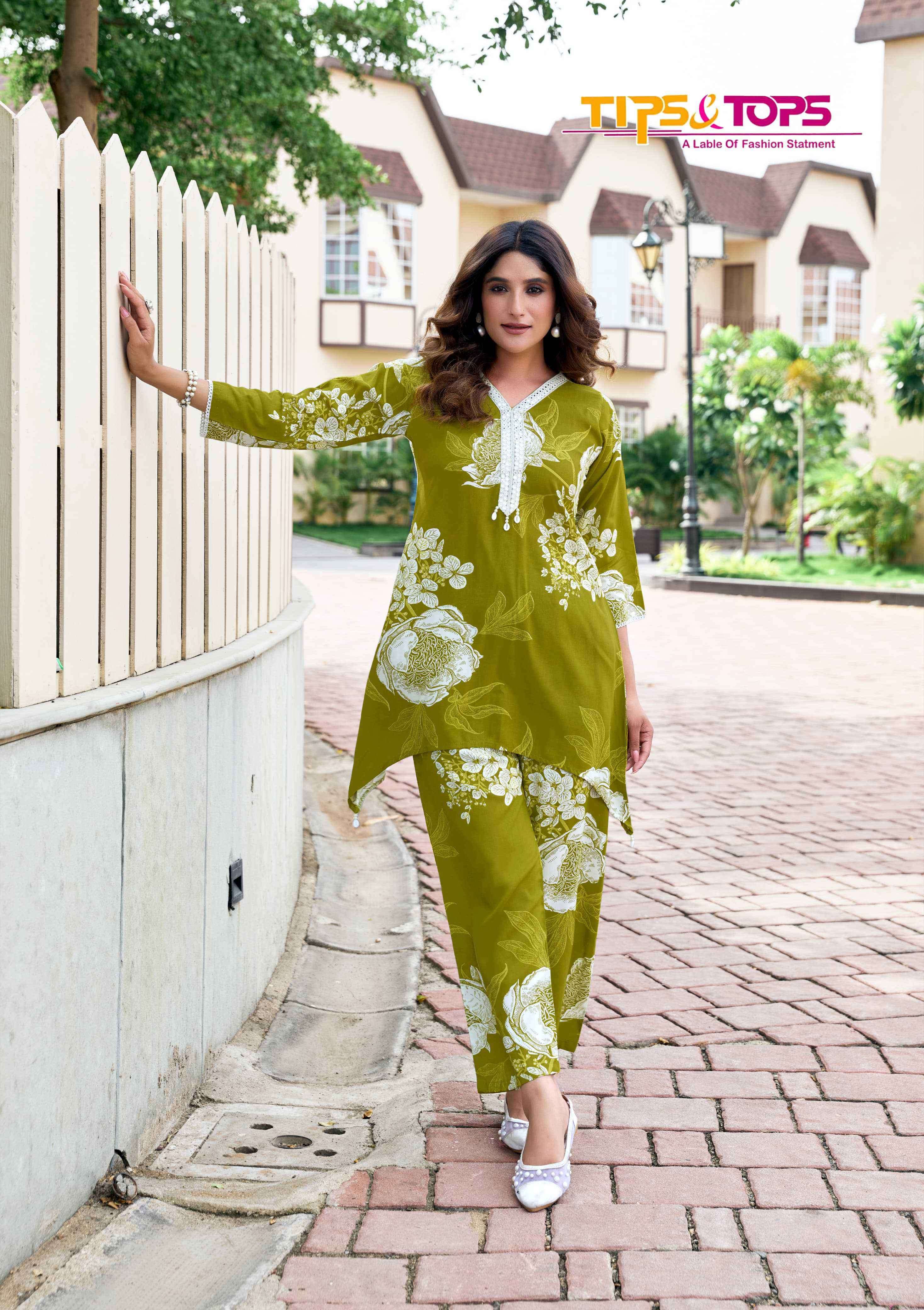 lifestyle vol-2 tips and tops colors casual wear rayon print cord set supplier surat