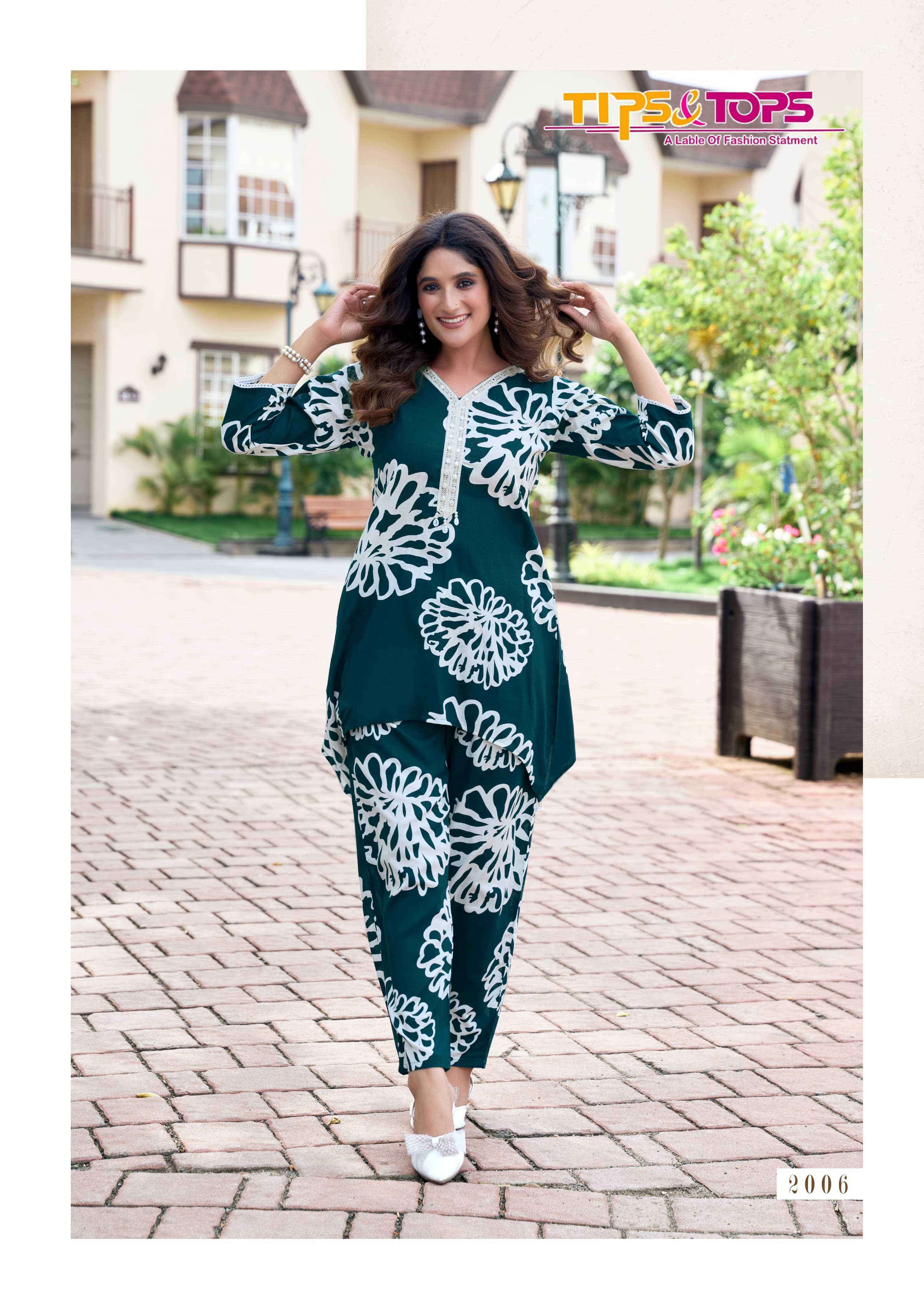 lifestyle vol-2 tips and tops colors casual wear rayon print cord set supplier surat