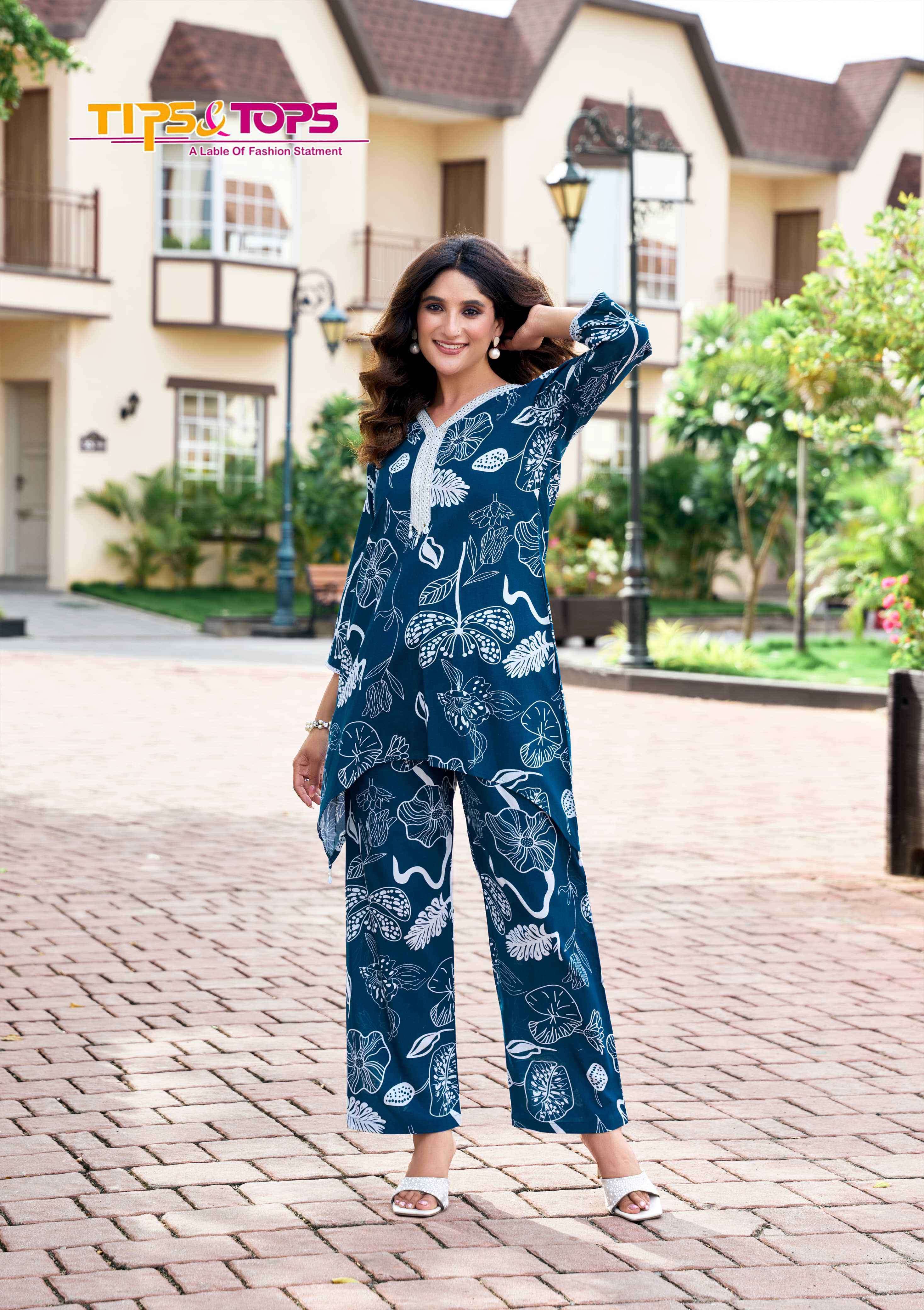 lifestyle vol-2 tips and tops colors casual wear rayon print cord set supplier surat
