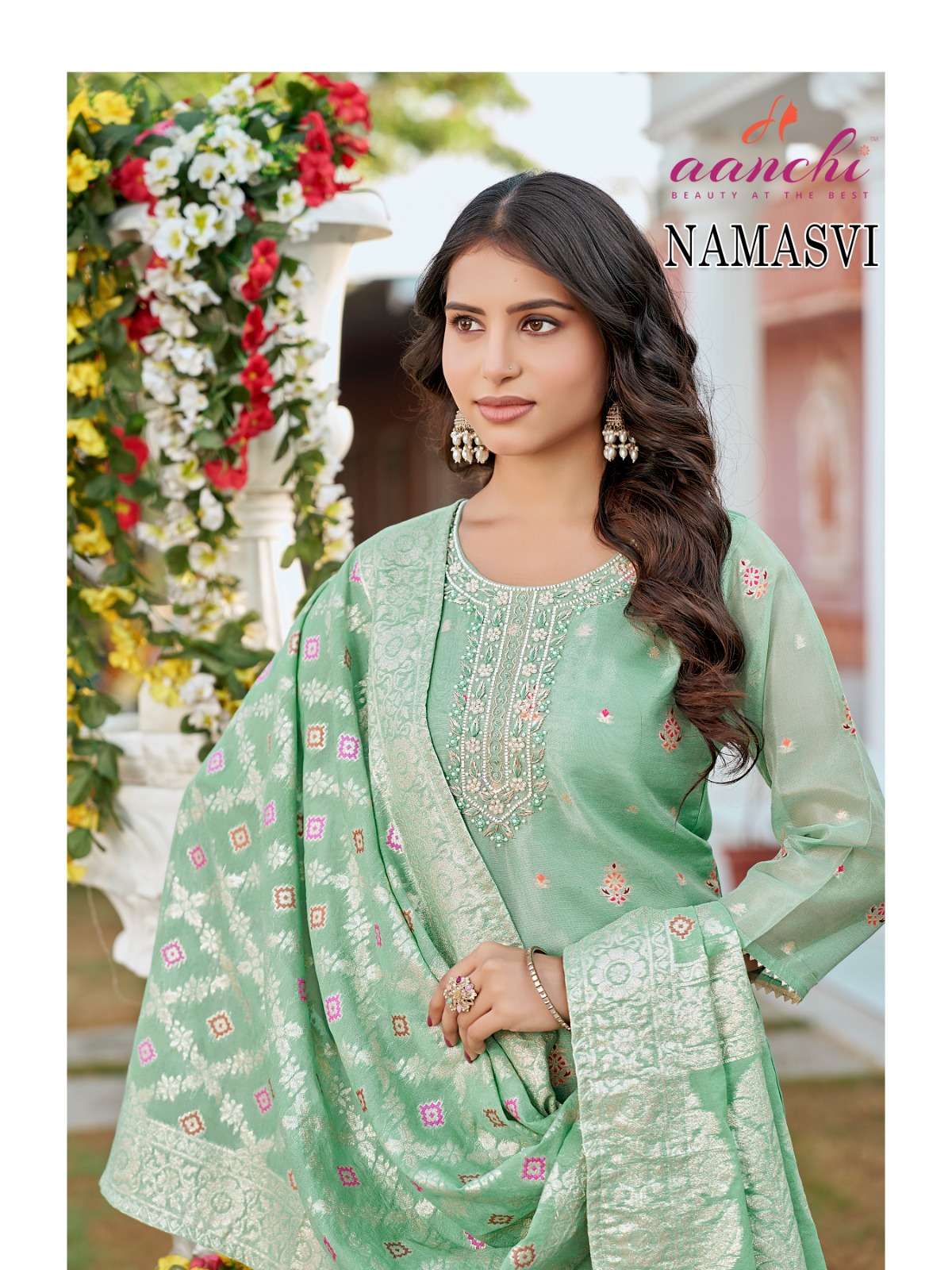 manasvi by aanchi colors jacquard fancy work stylish kurti online dealer surat