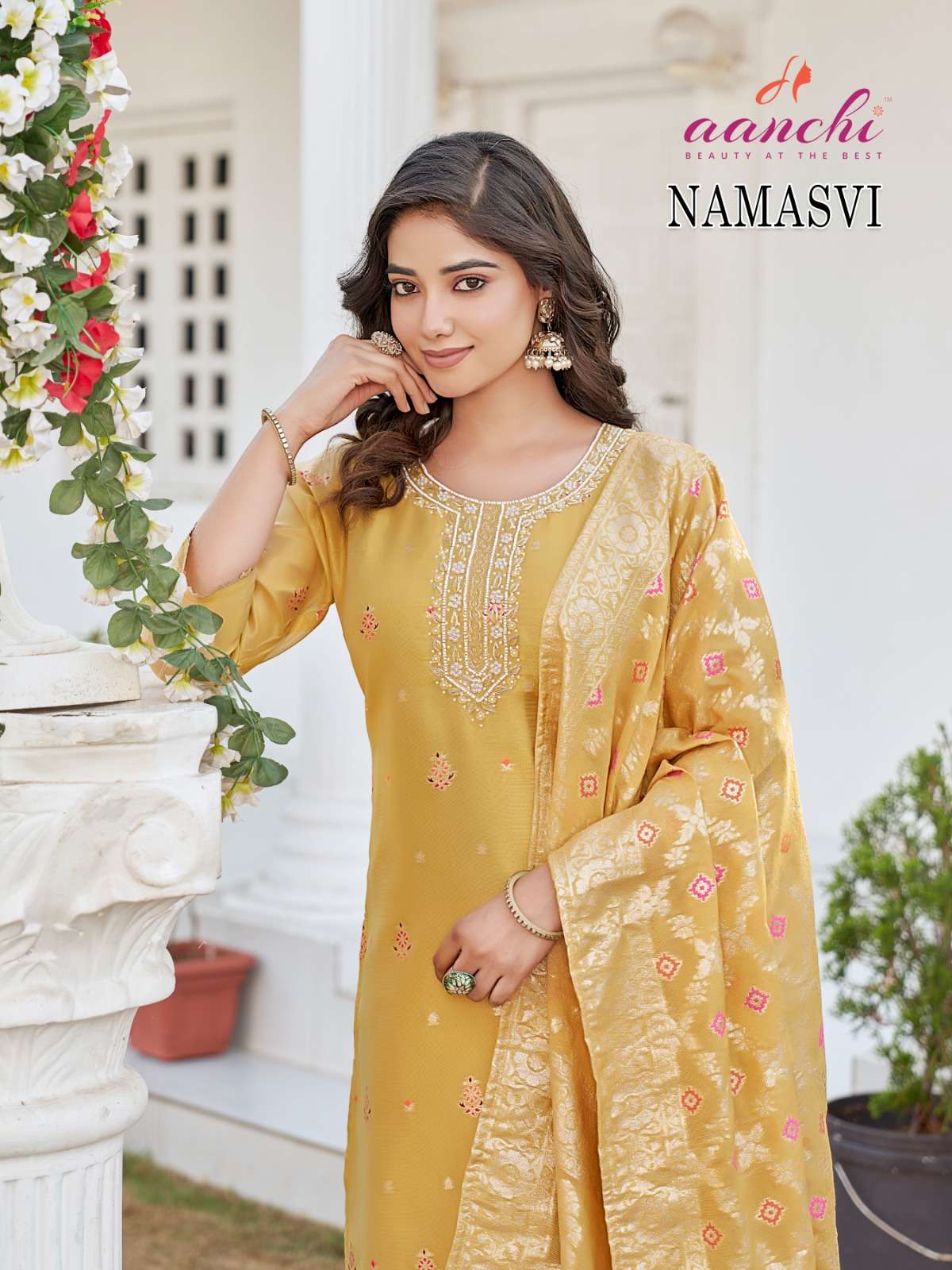 manasvi by aanchi colors jacquard fancy work stylish kurti online dealer surat
