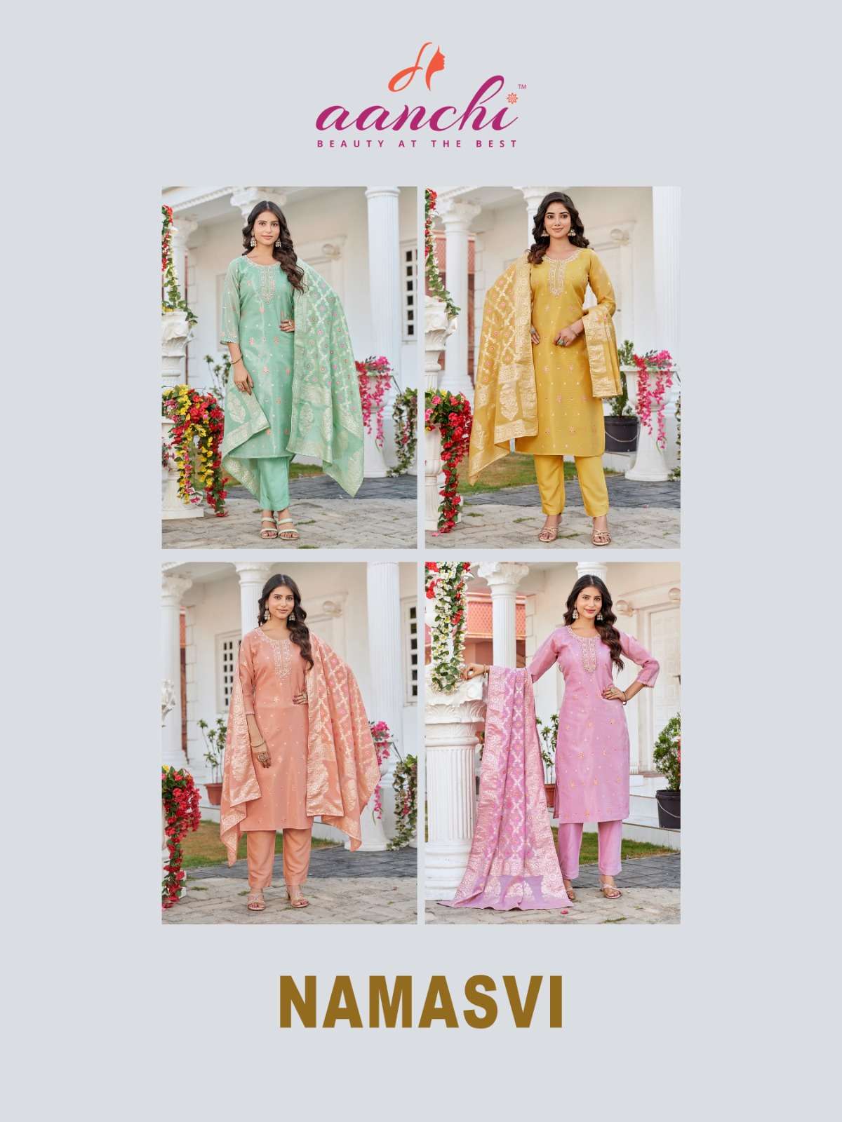 manasvi by aanchi colors jacquard fancy work stylish kurti online dealer surat